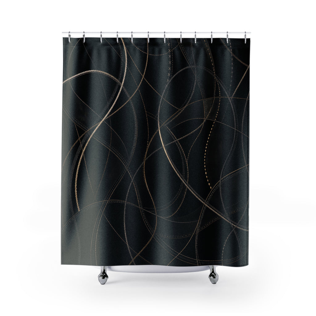 Abstract Gold Line Art Shower Curtain