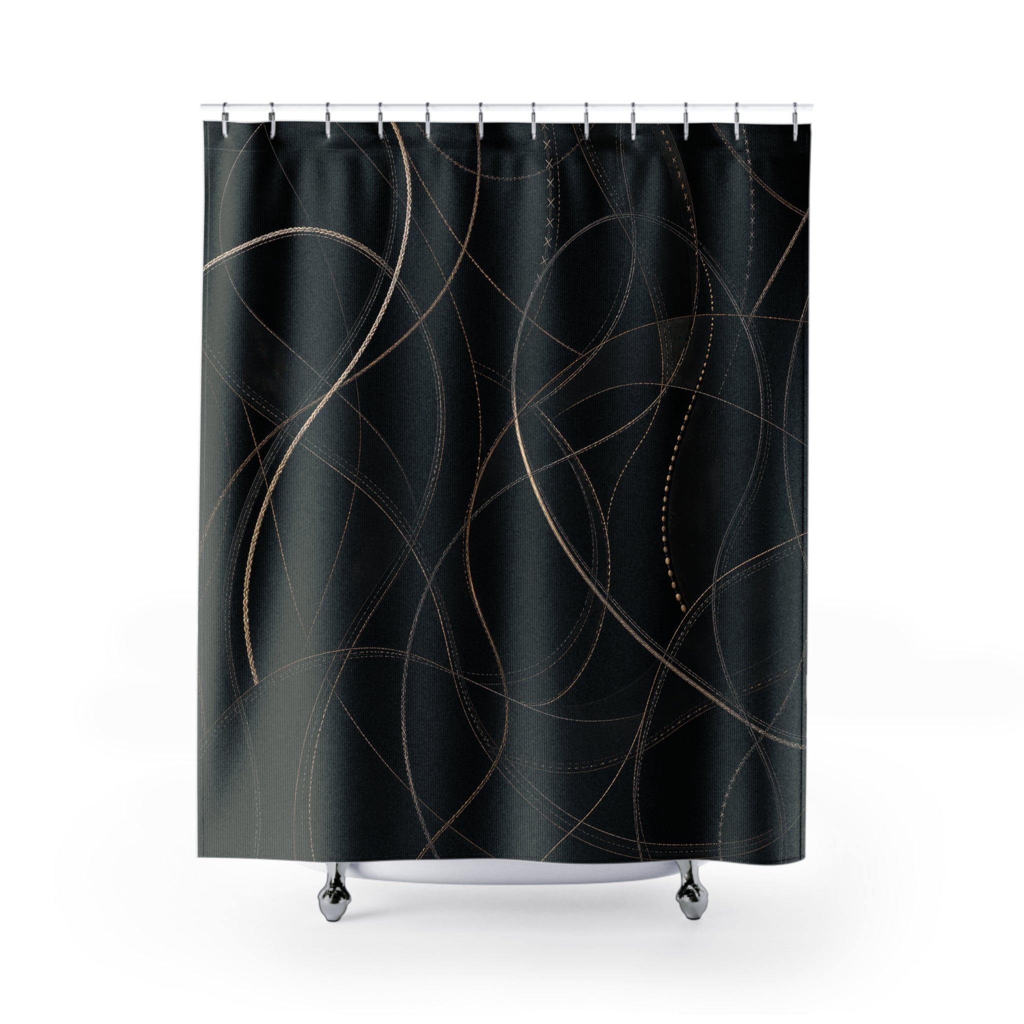Abstract Gold Line Art Shower Curtain