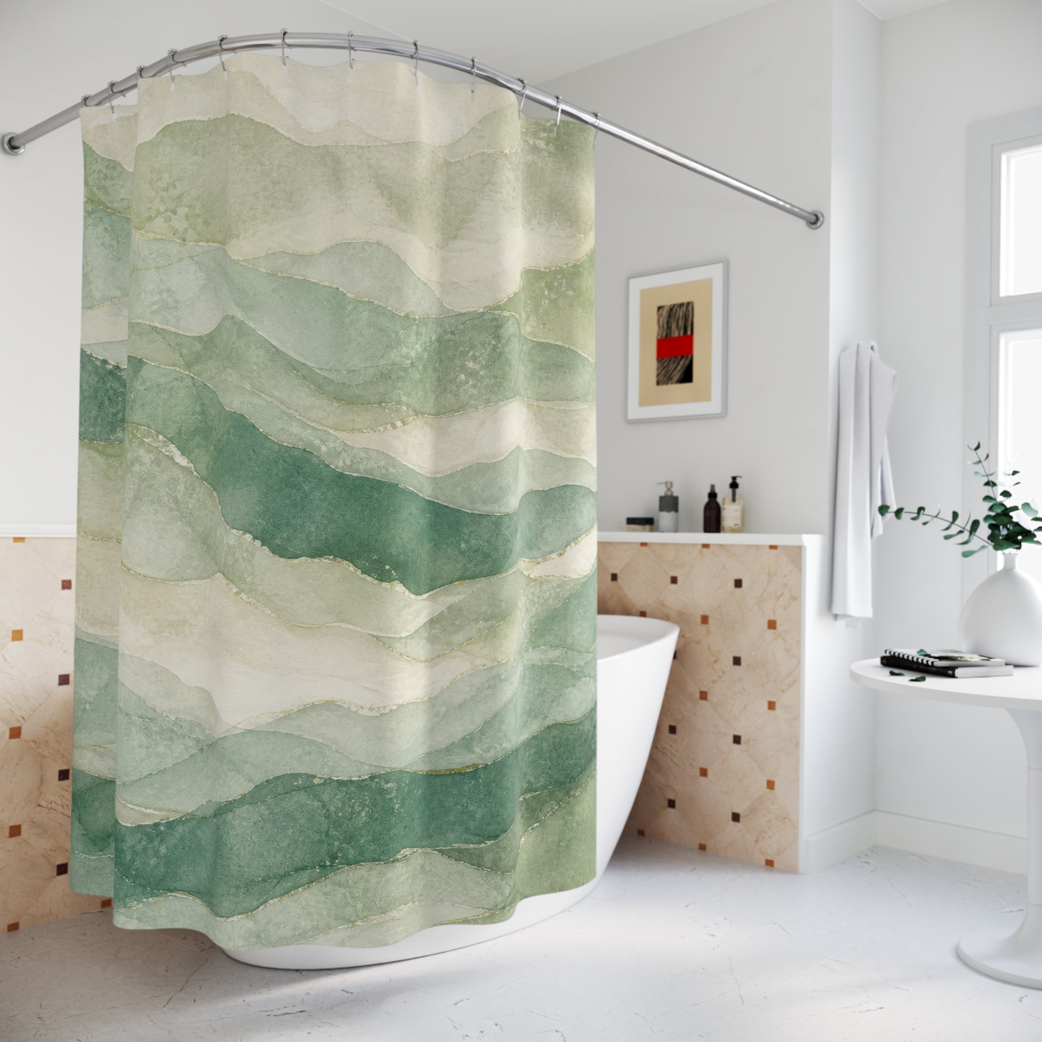 Sea Glass Wave Shower Curtain