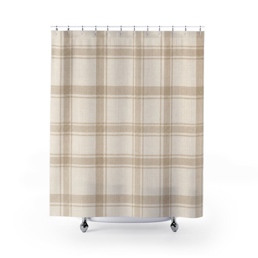 Neutral Plaid Check Shower Curtain