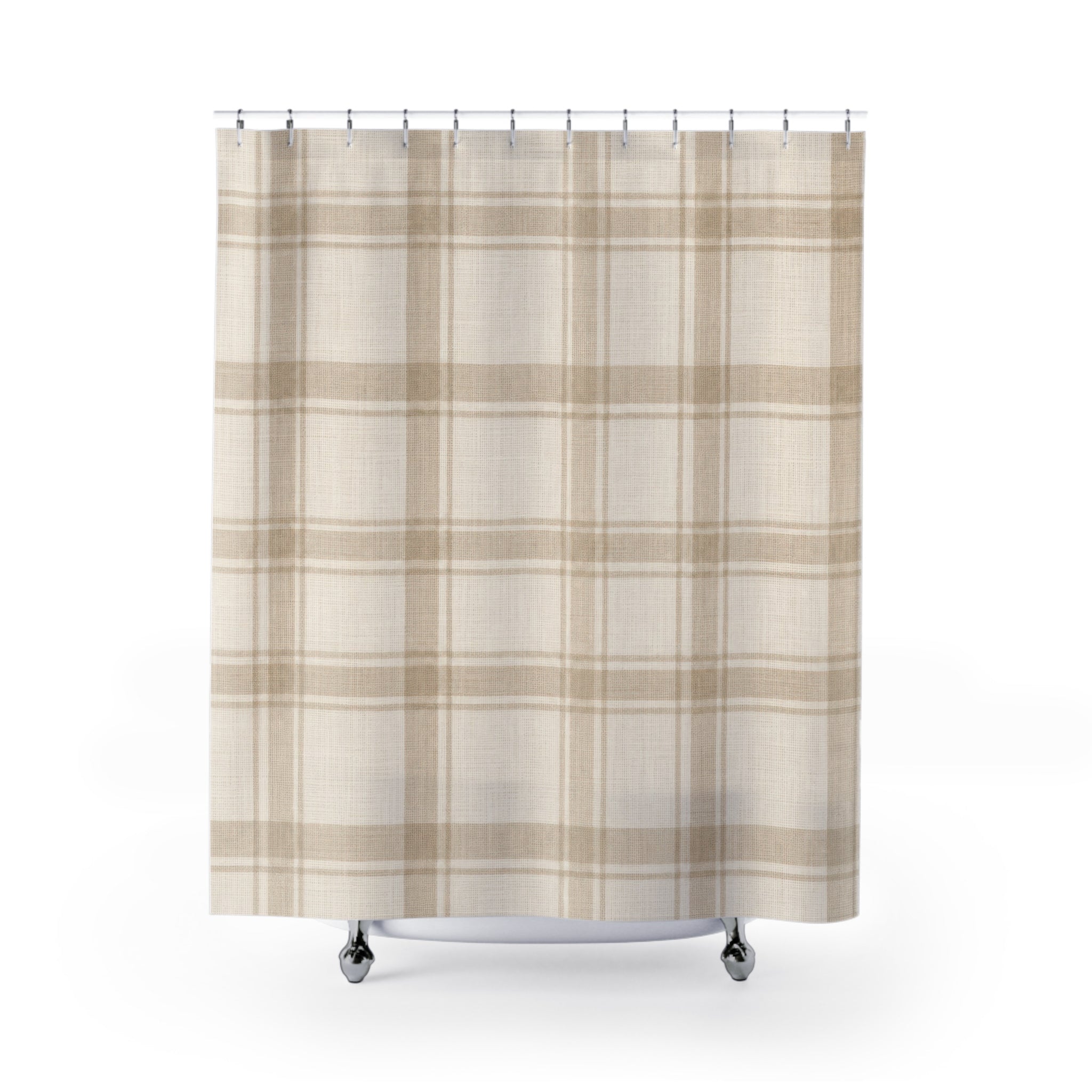 Neutral Plaid Check Shower Curtain