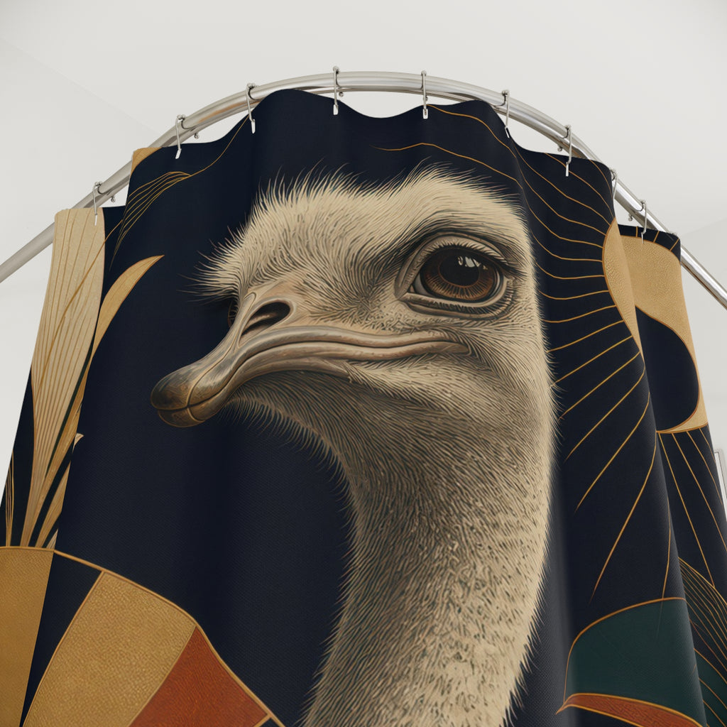Art Deco Ostrich Portrait Shower Curtain