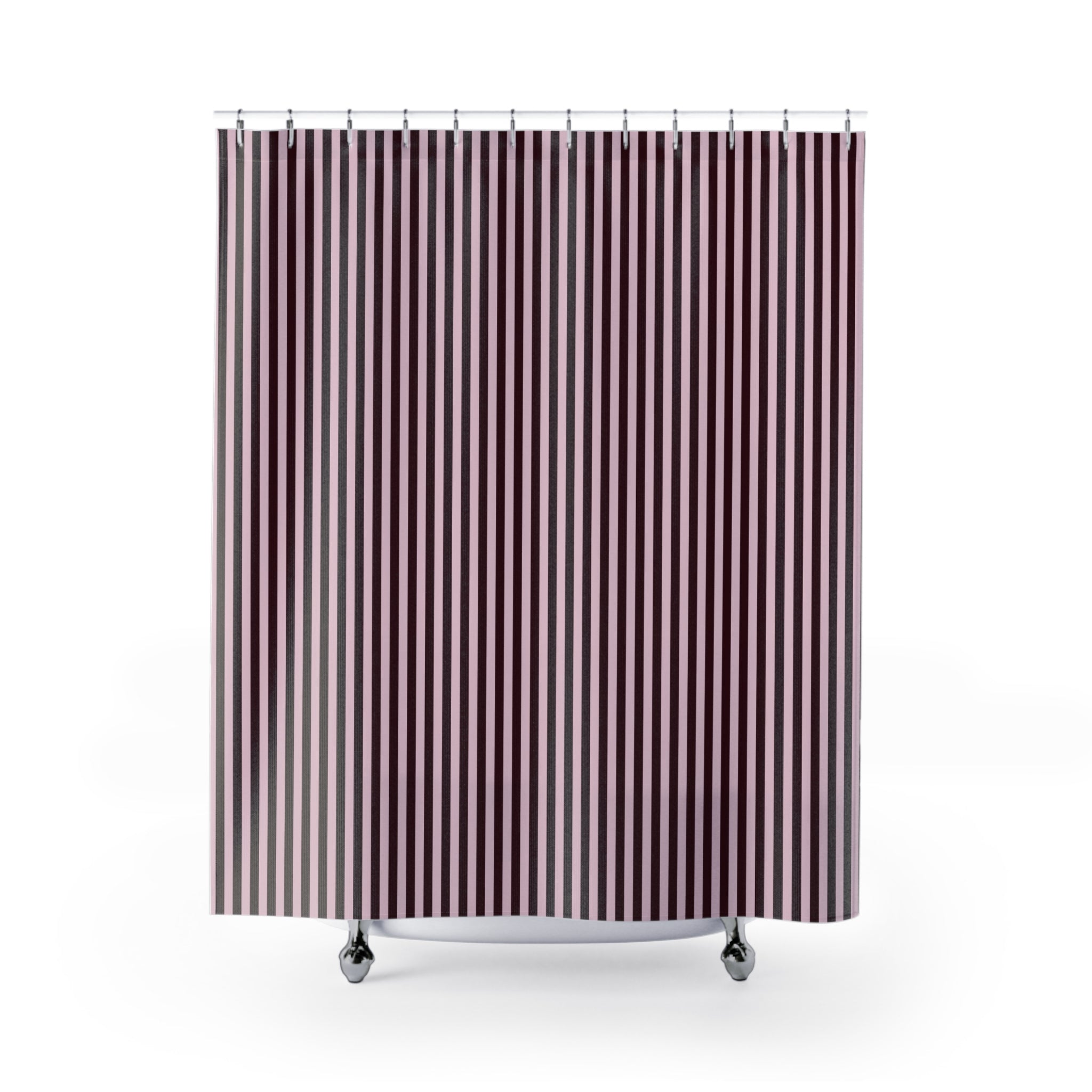 Burgundy Striped Shower Curtain — Blush and Wine