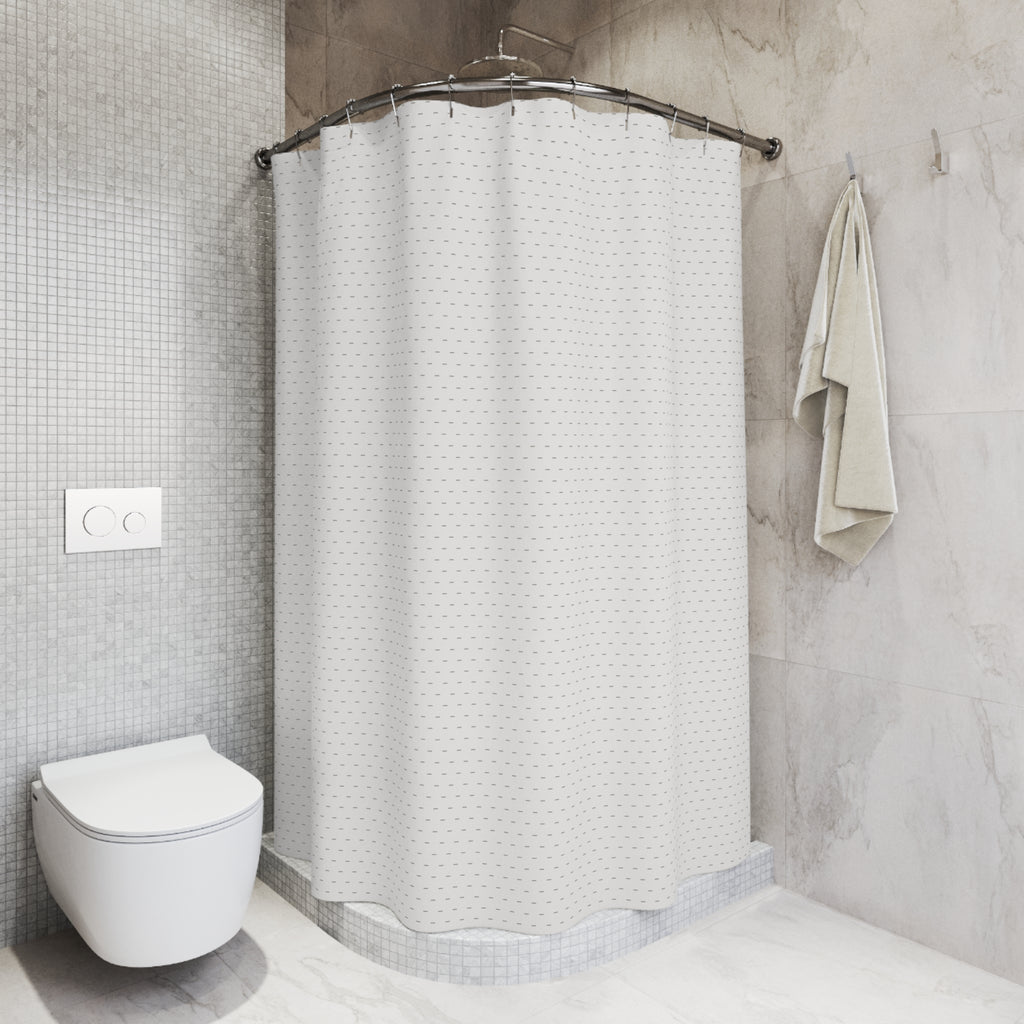 Scandinavian Dash Shower Curtain – Warm Grey on White