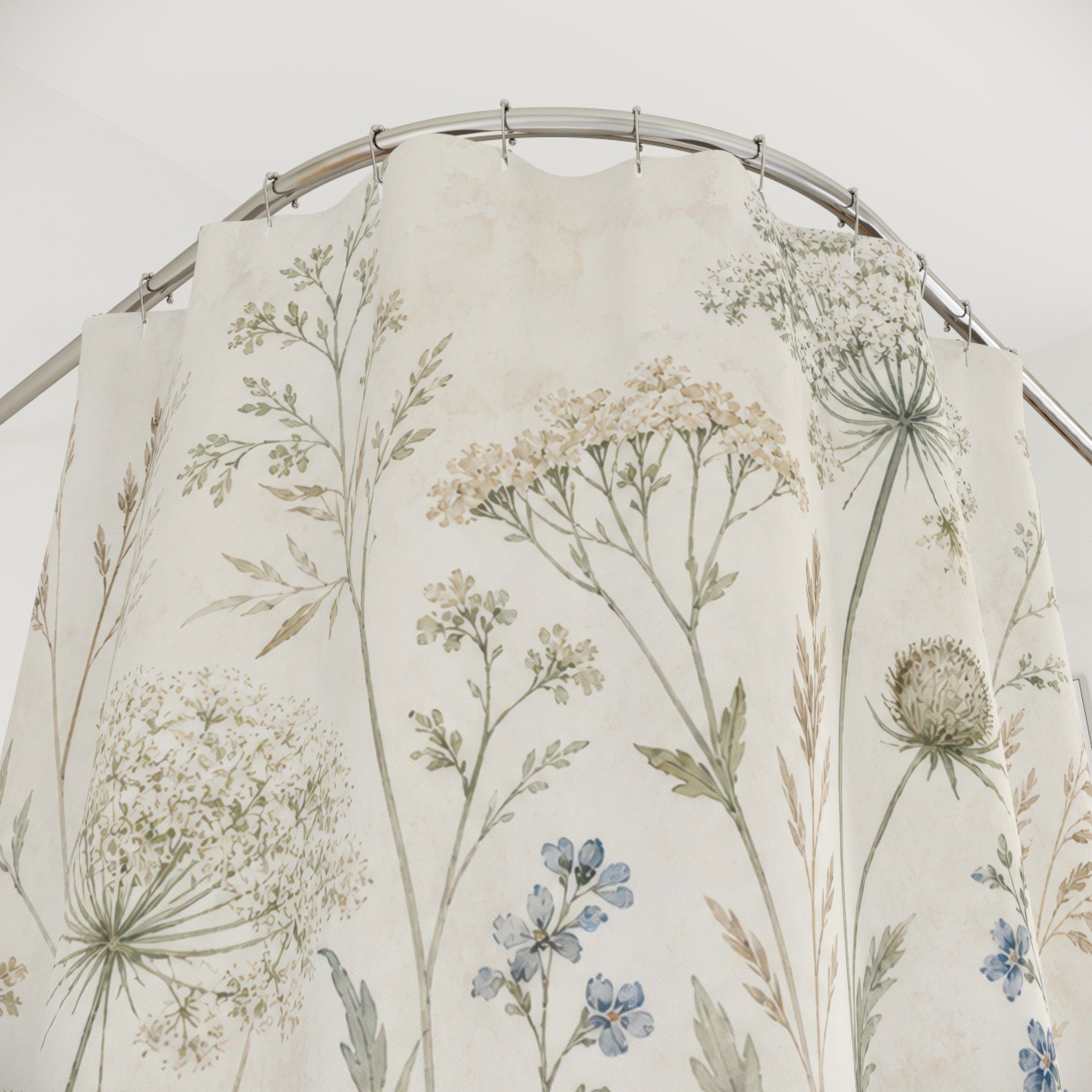 Neutral Wildflower Seed Head Shower Curtain