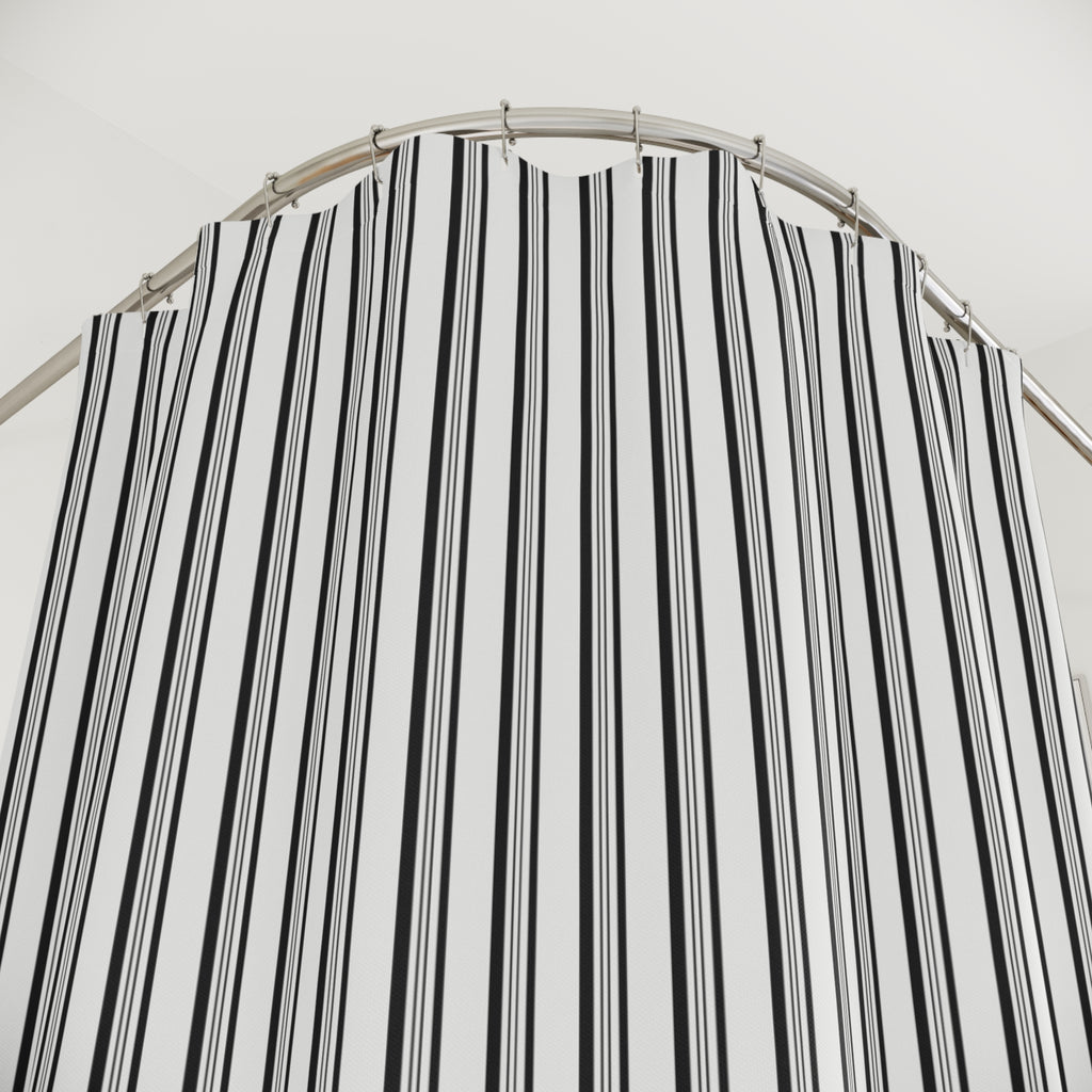 Black and White Varied Stripe Shower Curtain