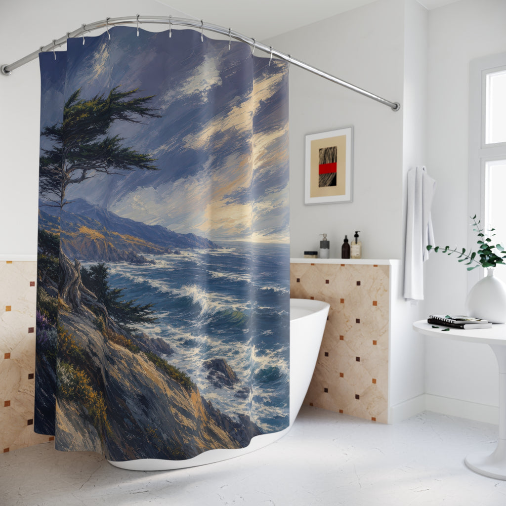 Windswept Cypress Coastal Shower Curtain