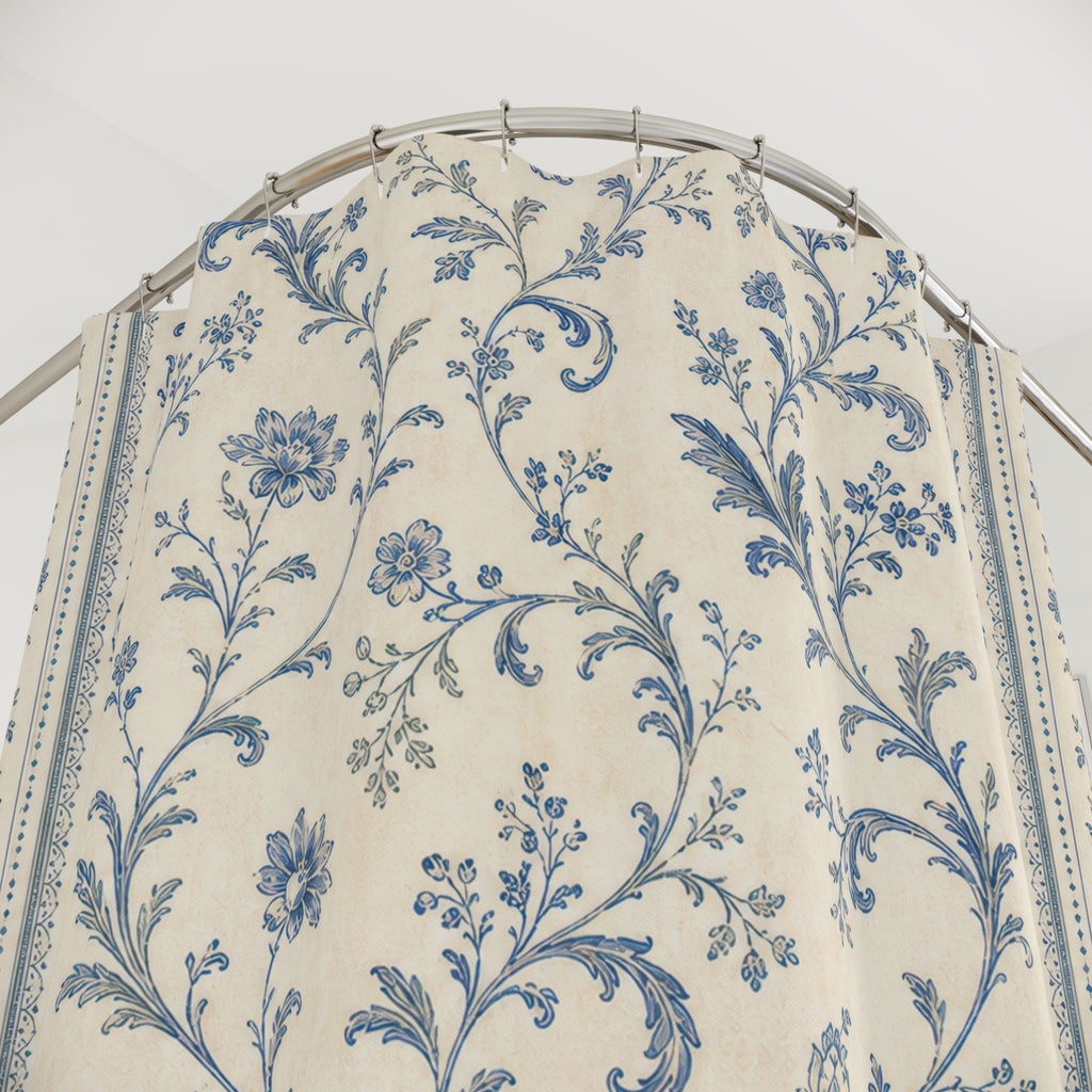 French Country Vine Blue Shower Curtain