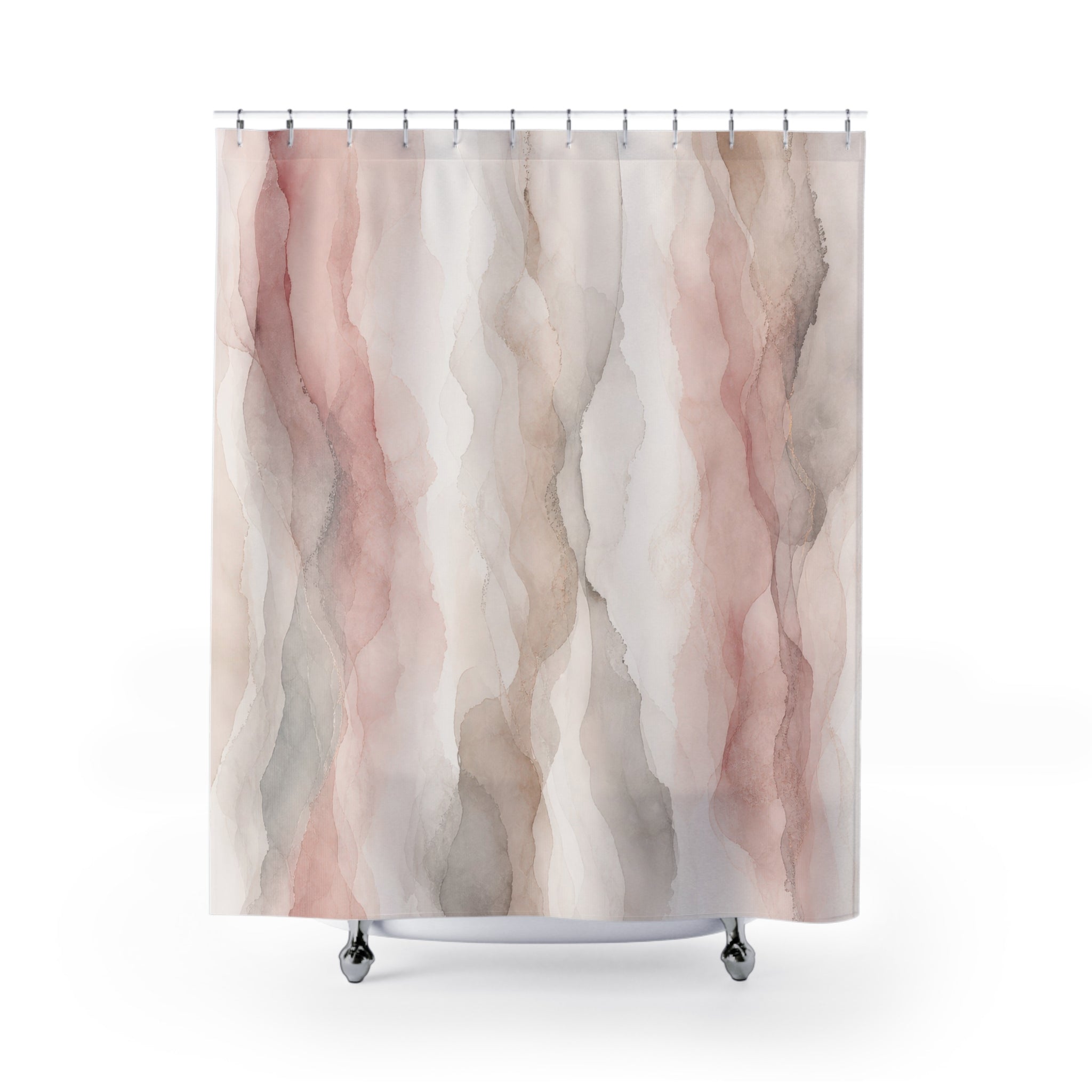 Blush Gray Abstract Marble Shower Curtain
