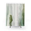 Watercolor Leaf Green White Shower Curtain