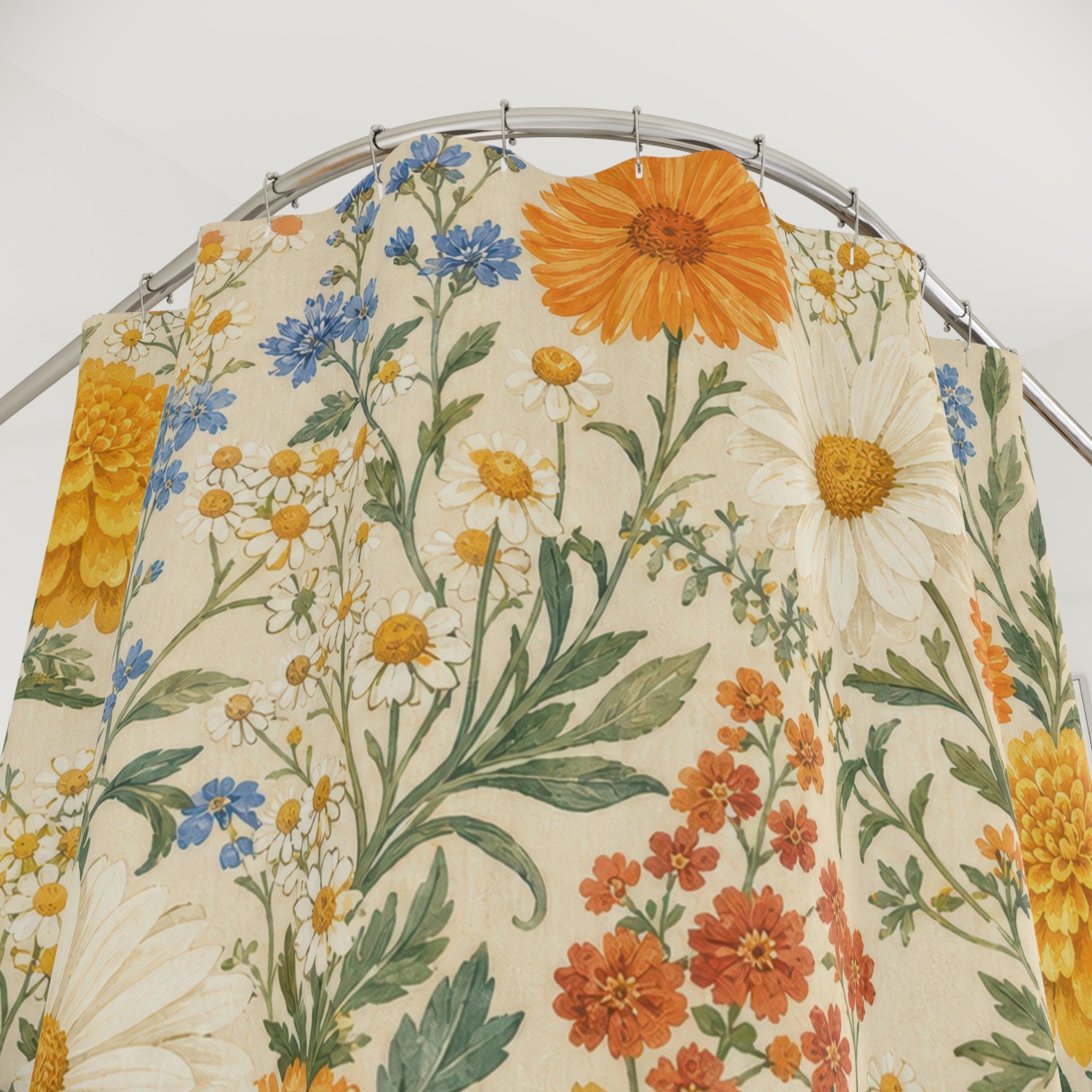 Yellow Marigold Wildflower Shower Curtain