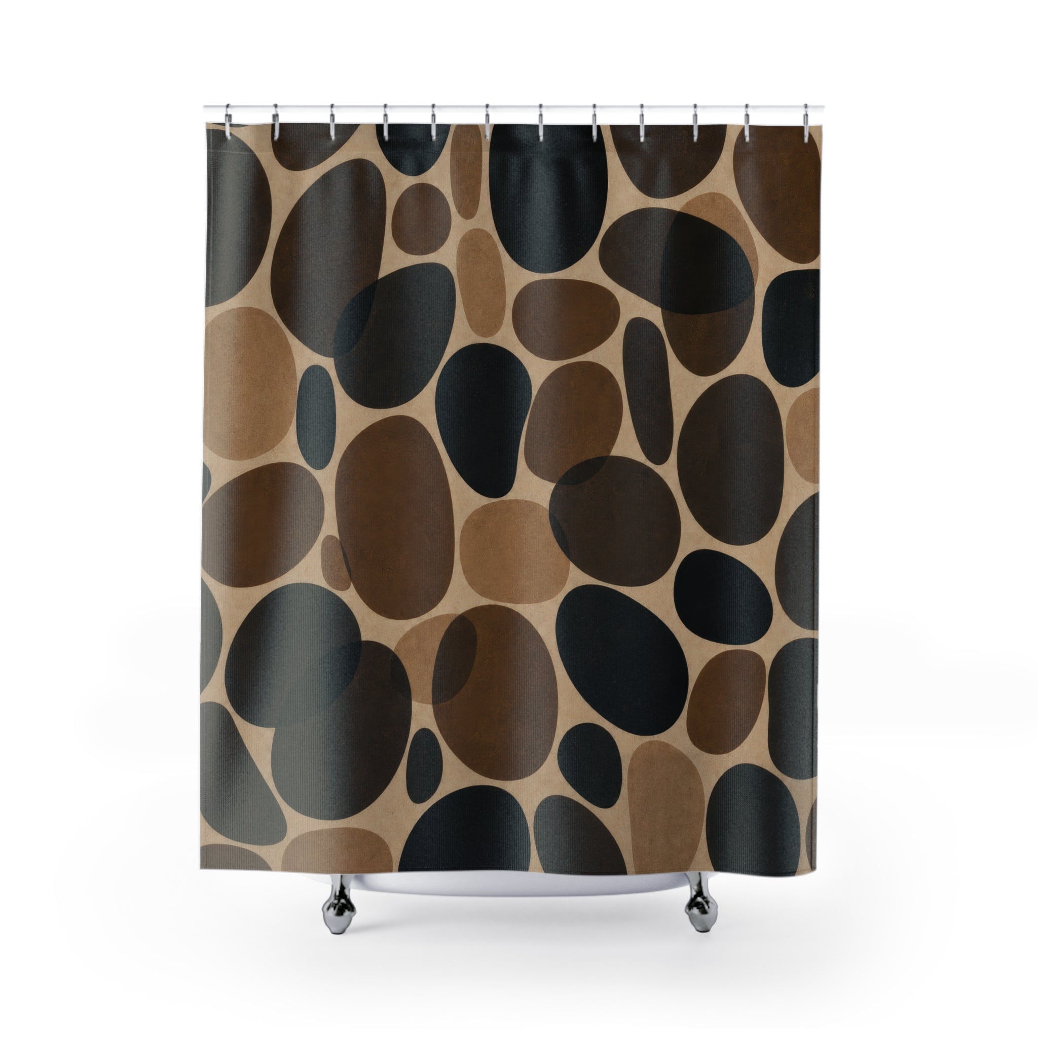 Black Brown River Stone Shower Curtain