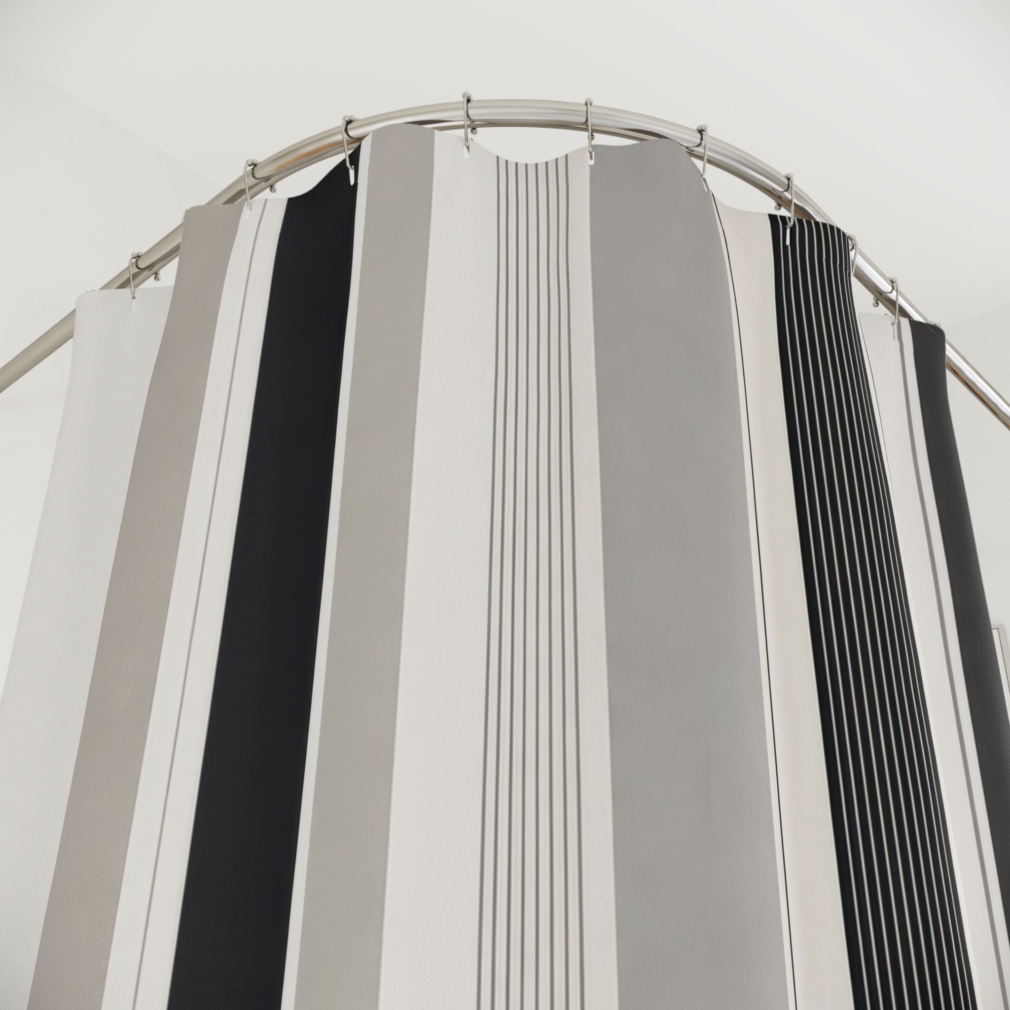 Gray White Minimal Pinstripe Shower Curtain