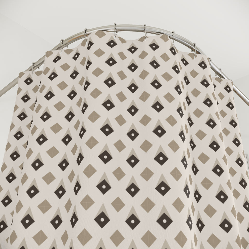 Quilt Star Shower Curtain – Charcoal & Tan Americana