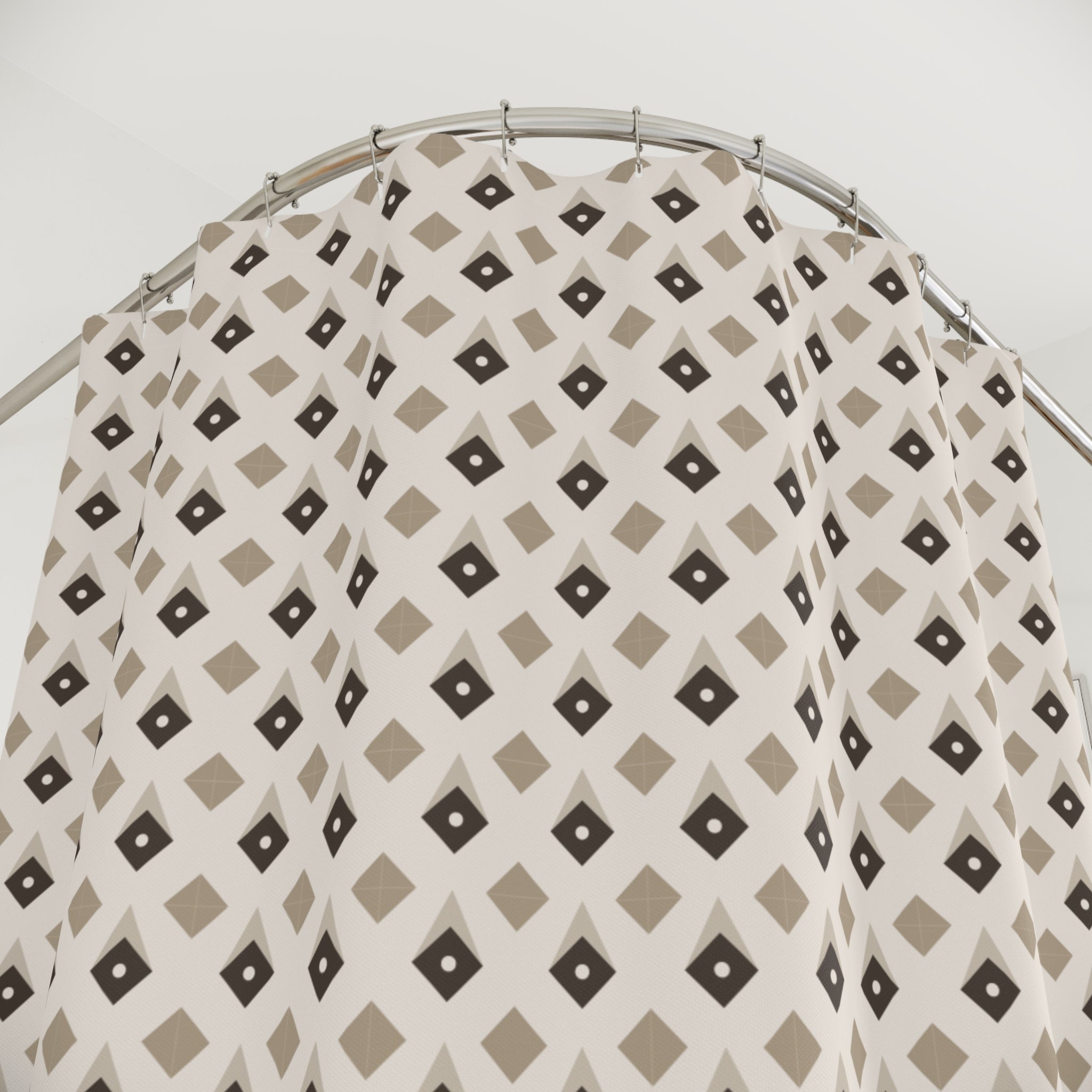 Quilt Star Shower Curtain – Charcoal & Tan Americana