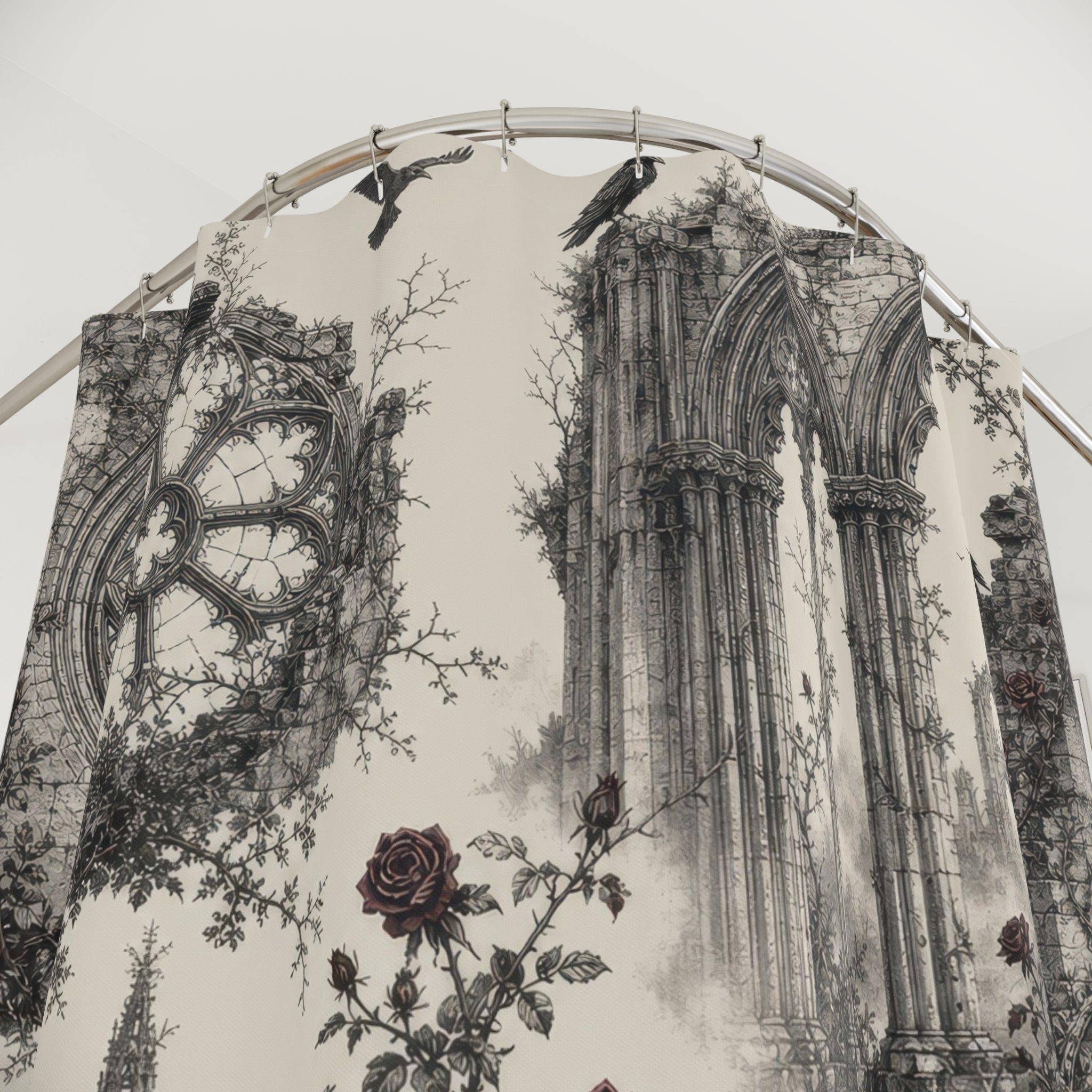 Gothic Cathedral Ruins Toile Shower Curtain