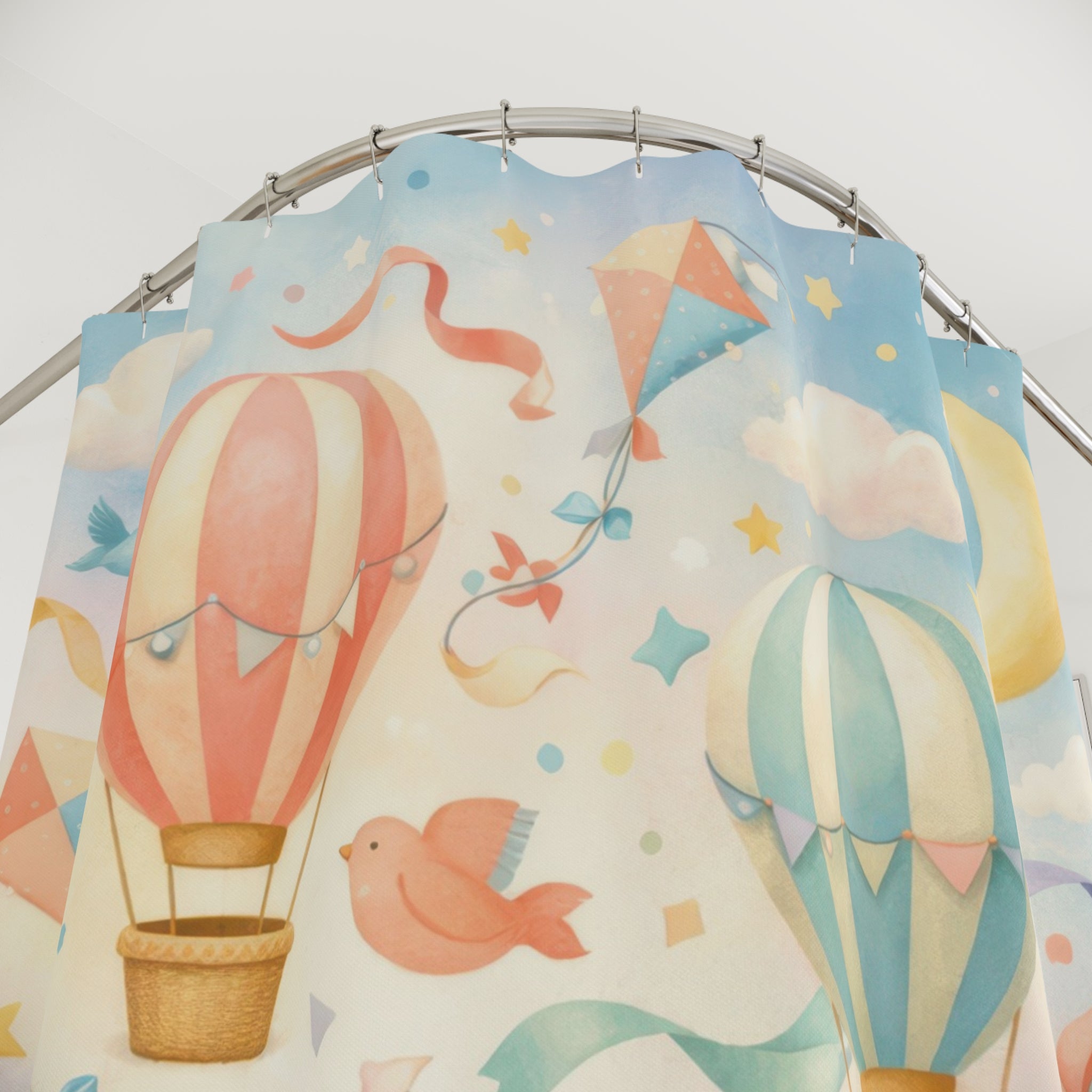 Hot Air Balloon Shower Curtain – Celestial Blue