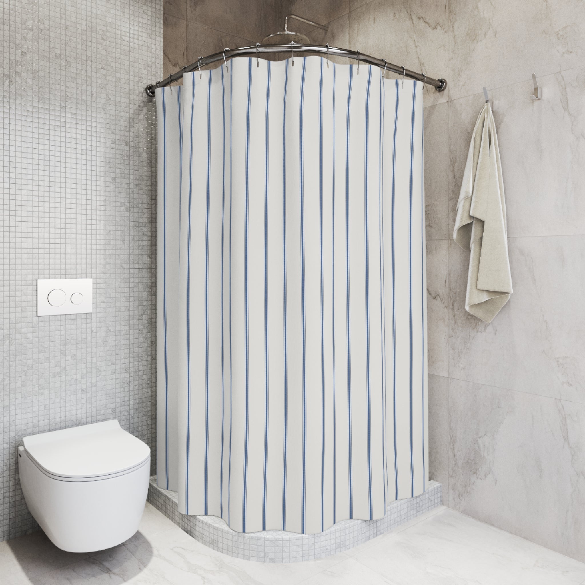 Blue Ticking Stripe Shower Curtain – Farmhouse