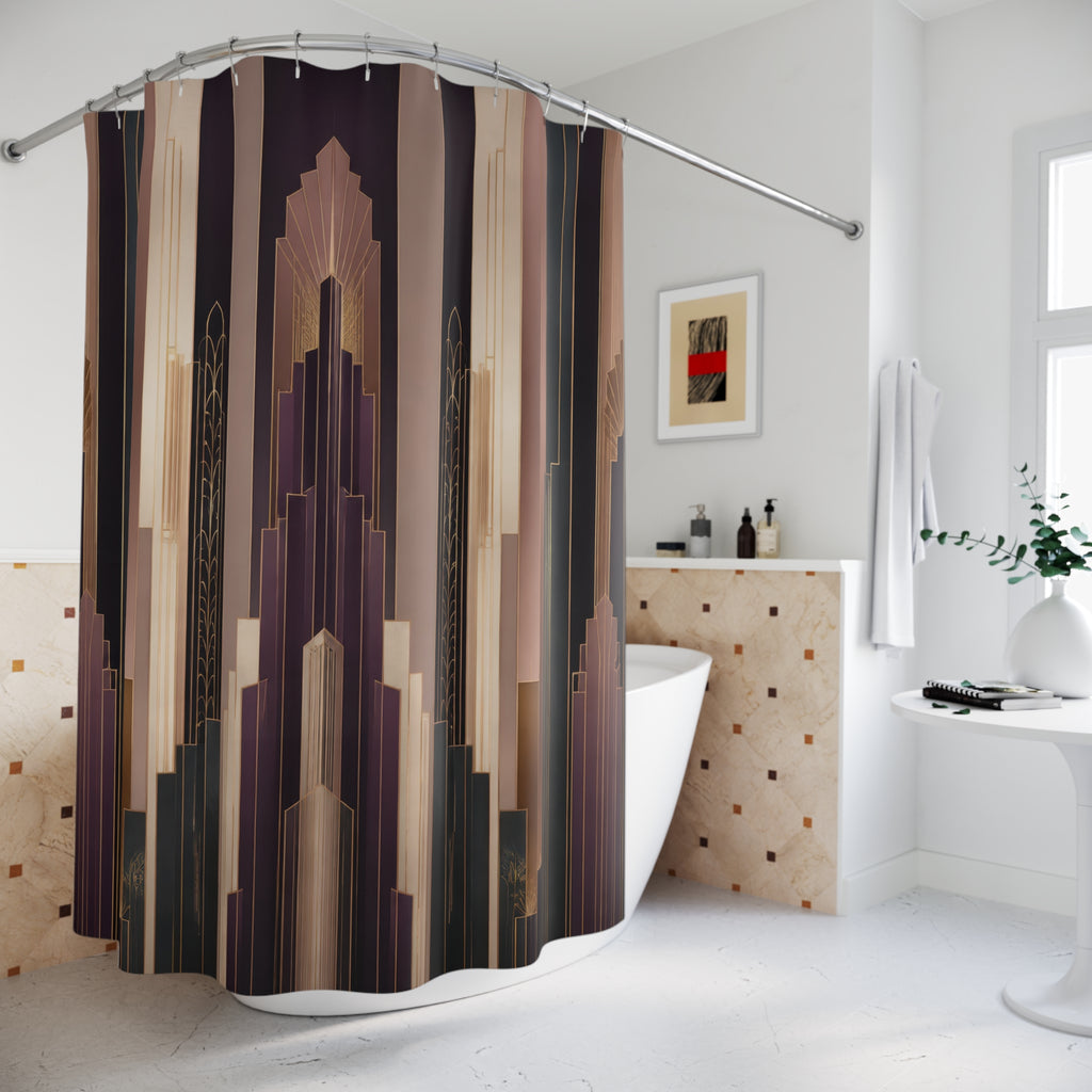 Art Deco Skyscraper Stripe Shower Curtain