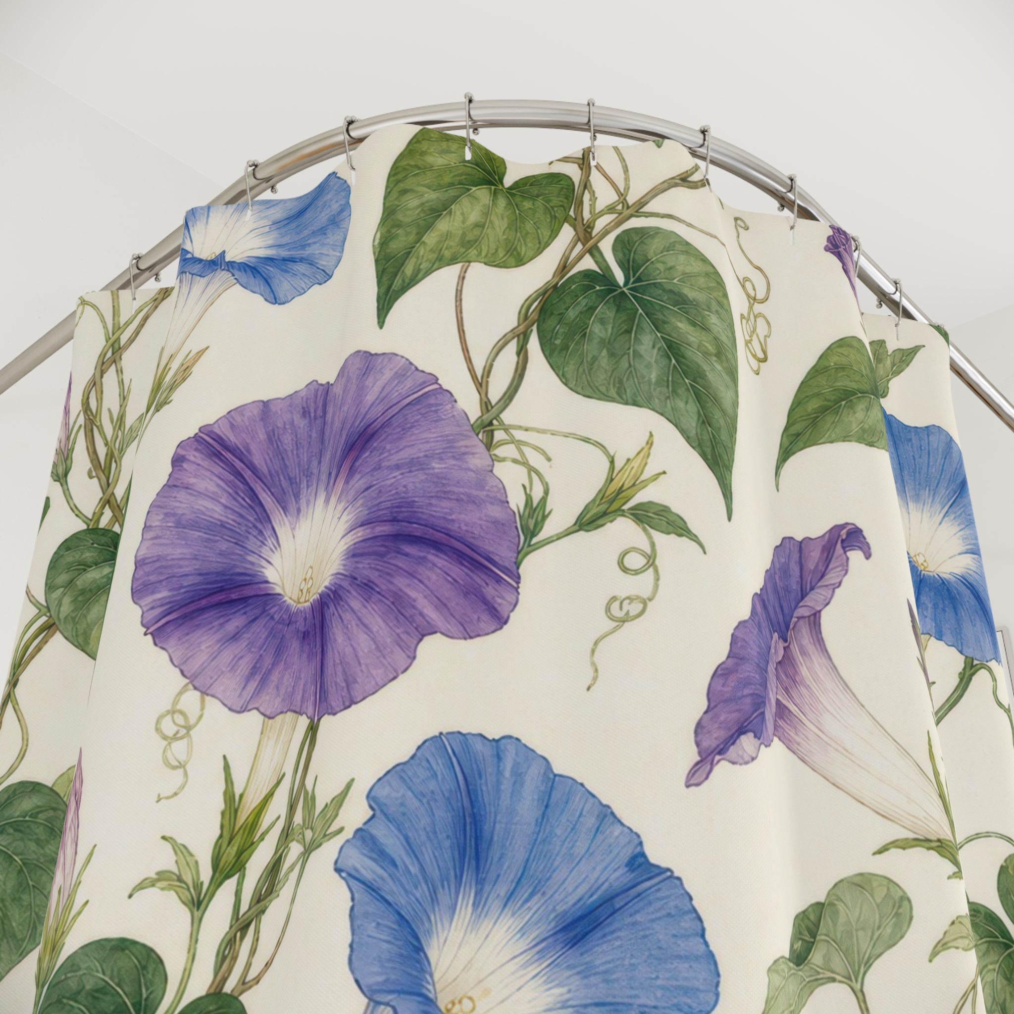 Blue Purple Botanical Floral Vine Shower Curtain