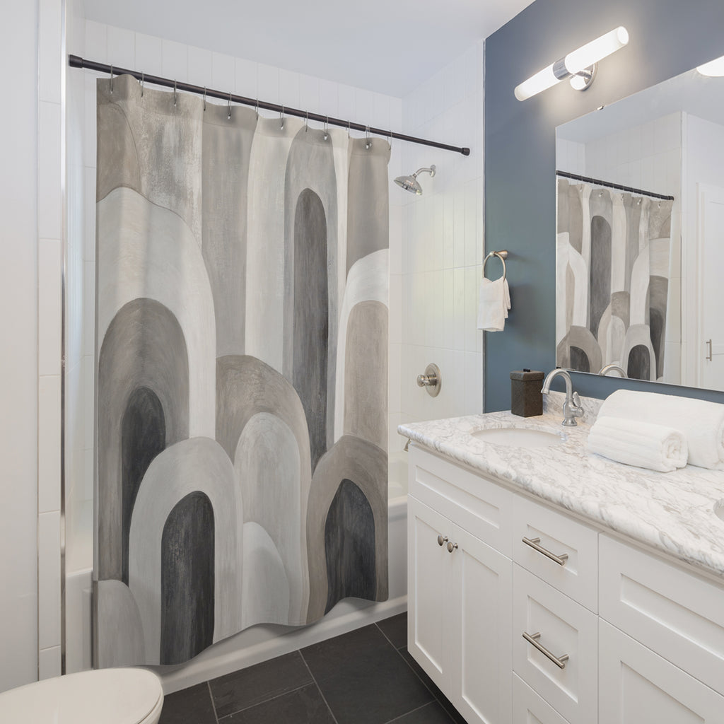 Grey Arch Geometric Shower Curtain