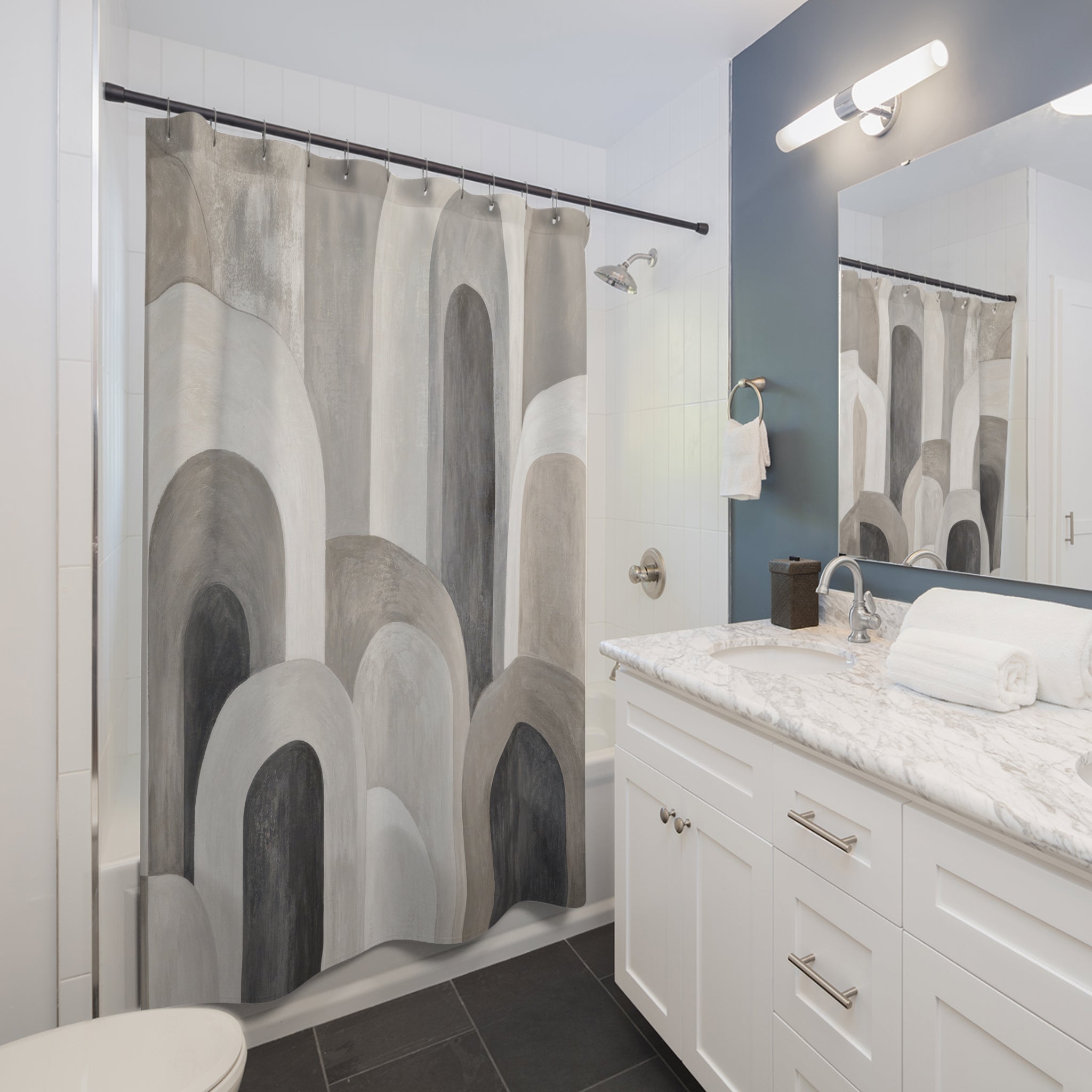 Grey Arch Geometric Shower Curtain