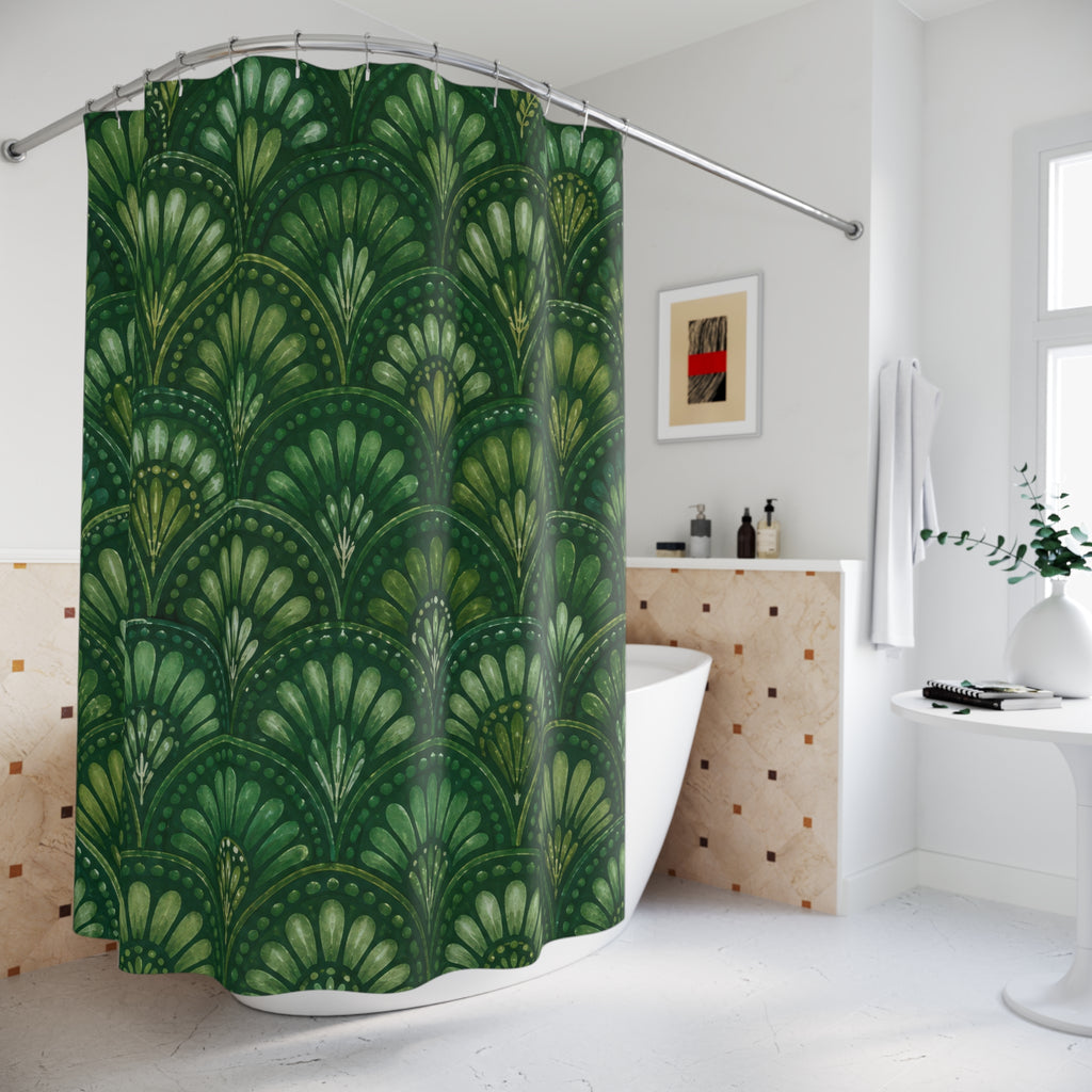Deco Fan Green Boho Shower Curtain