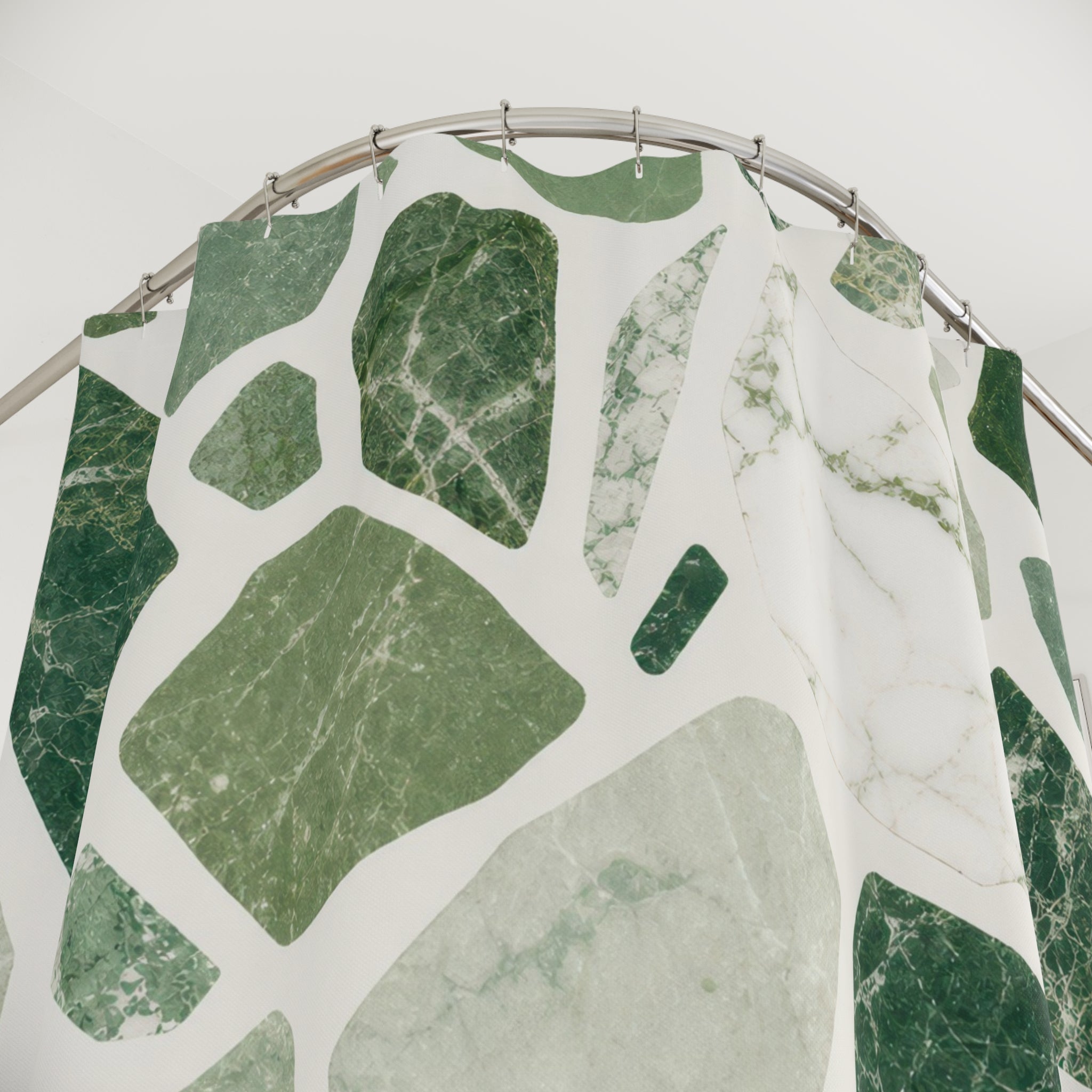 Green White Stone Chip Shower Curtain