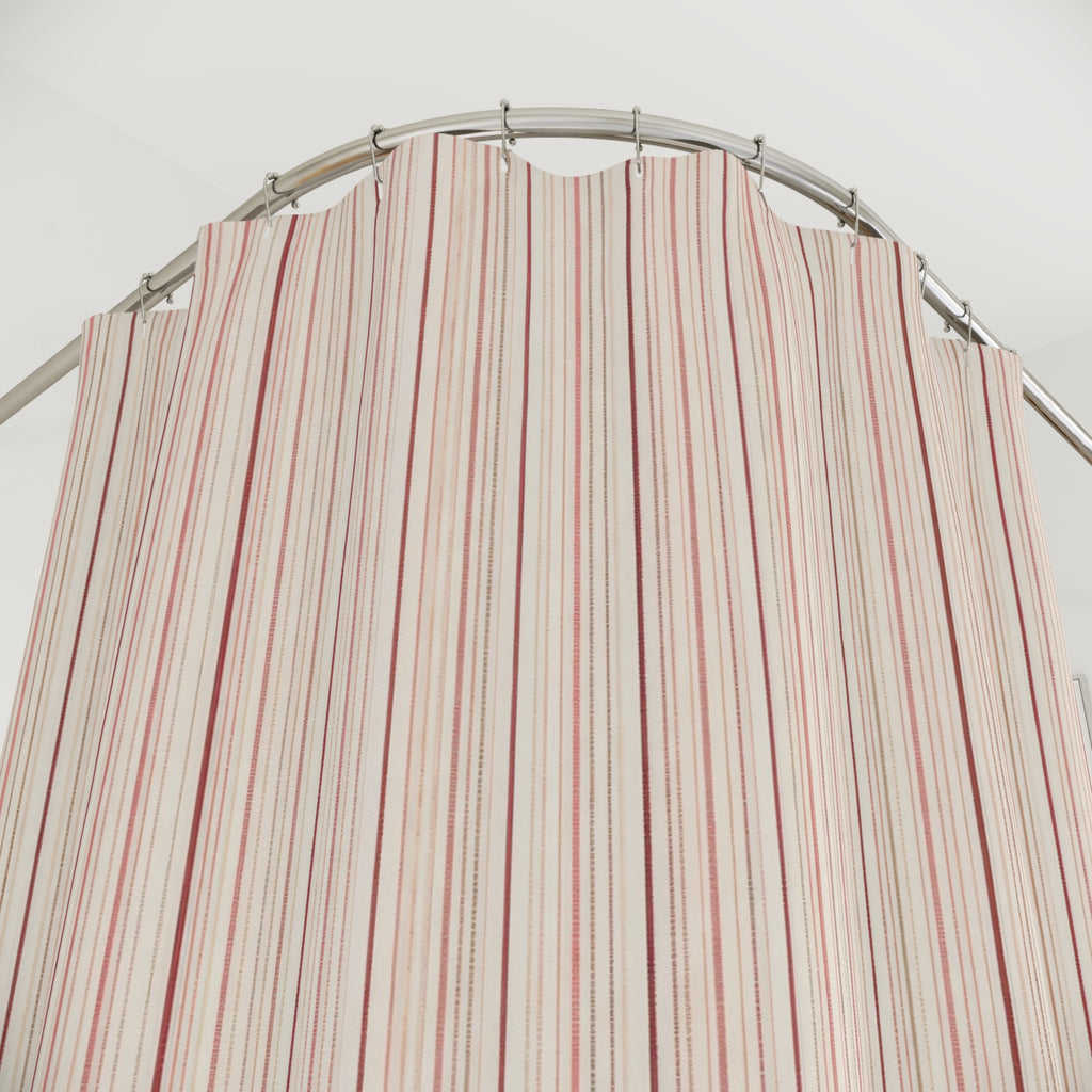Delicate Red Micro Stripe Shower Curtain, Red Blush Classic Bathroom Decor, Modern Stripe Bath Curtain, Guest Bath Decor, Home Decor