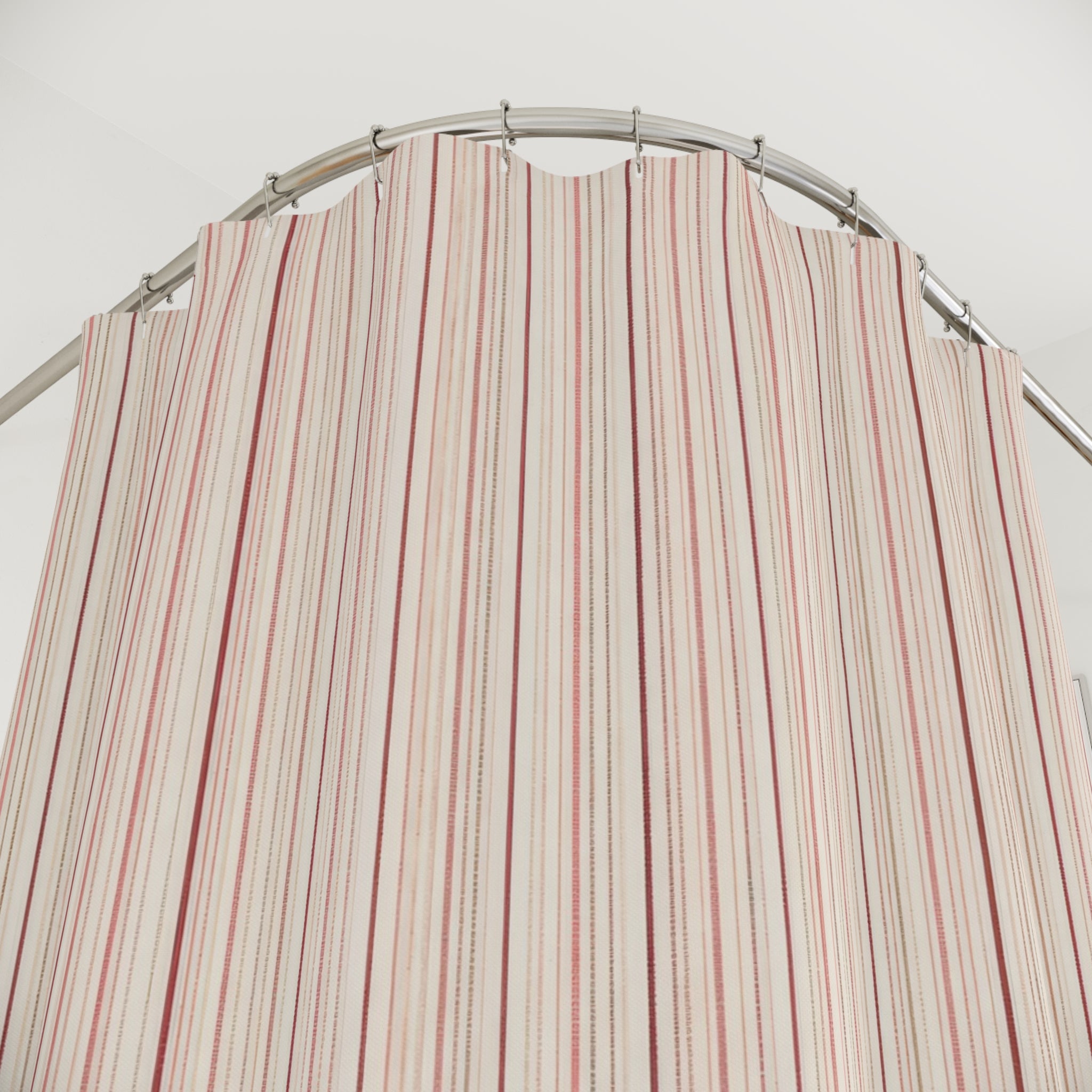 Delicate Red Micro Stripe Shower Curtain, Red Blush Classic Bathroom Decor, Modern Stripe Bath Curtain, Guest Bath Decor, Home Decor