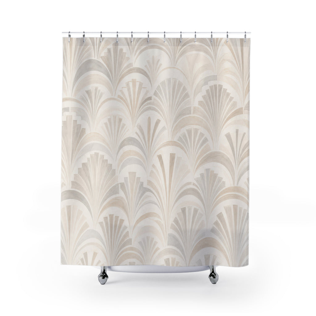 Off White Beige Fan Scallop Shower Curtain