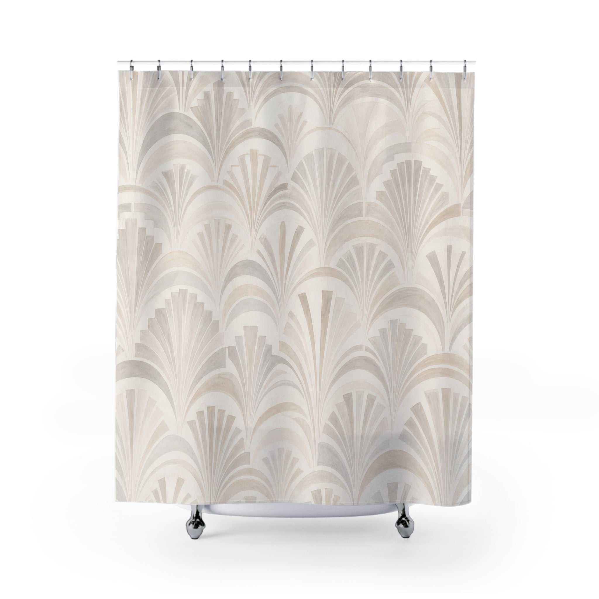 Off White Beige Fan Scallop Shower Curtain