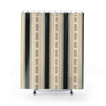 Beige Ivory Linear Tick Stripe Shower Curtain