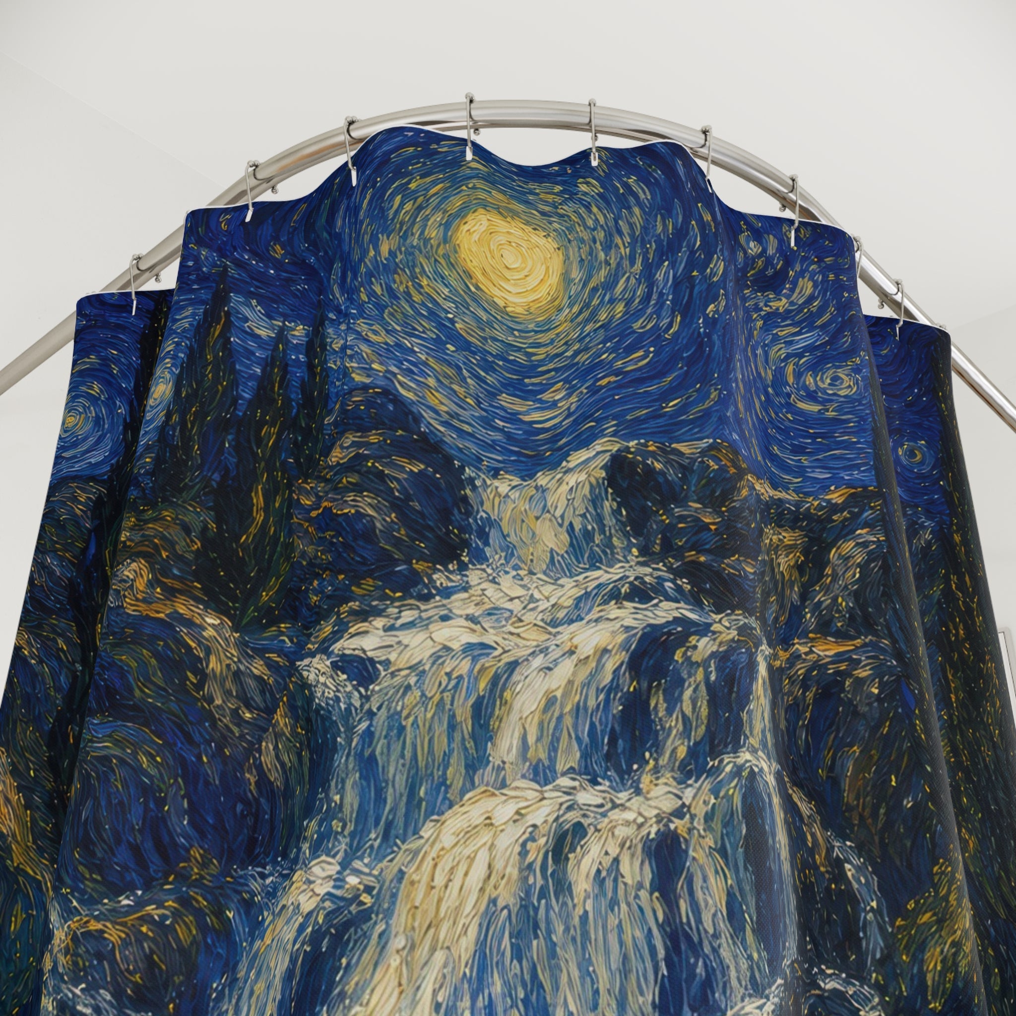 Blue Night Landscape Print Shower Curtain