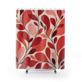 Pink Botanical Red Floral Shower Curtain