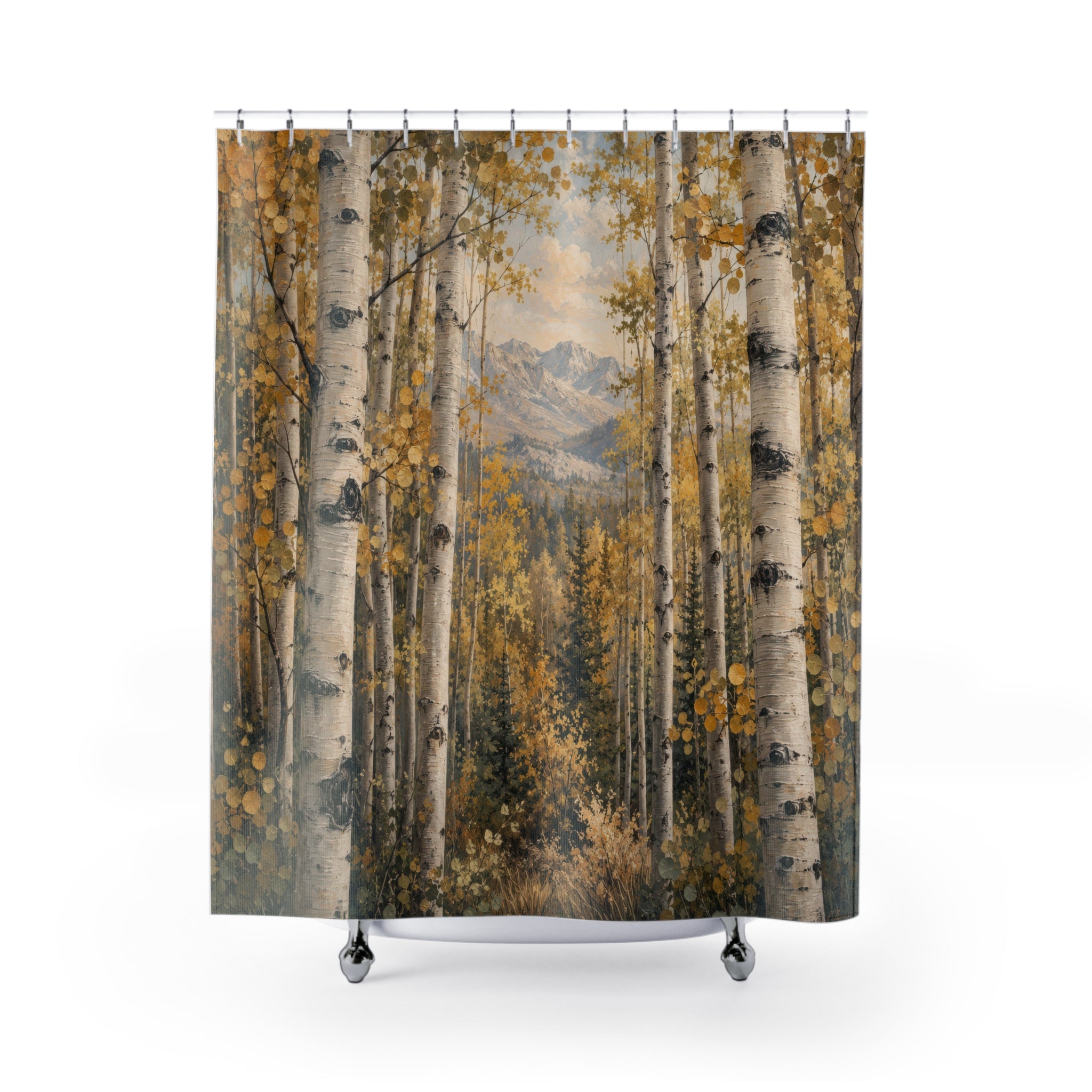 Aspen Shower Curtain: Birch Mountain Forest