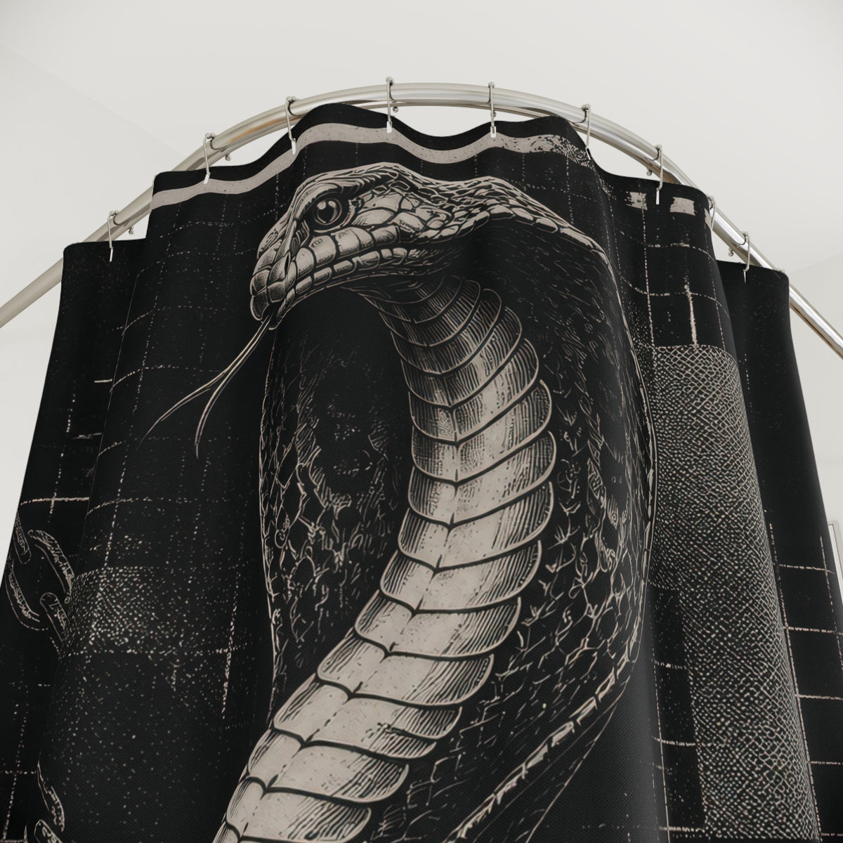 Alternative Black and Grey Cobra Shower Curtain