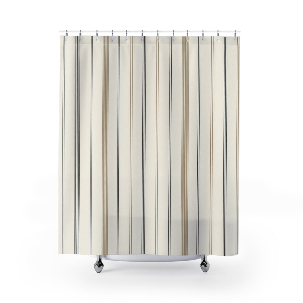 Grey Ticking Stripe Shower Curtain