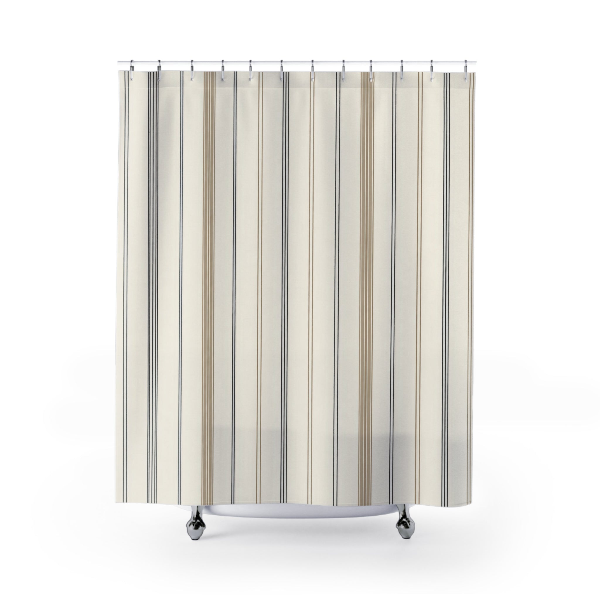 Grey Ticking Stripe Shower Curtain
