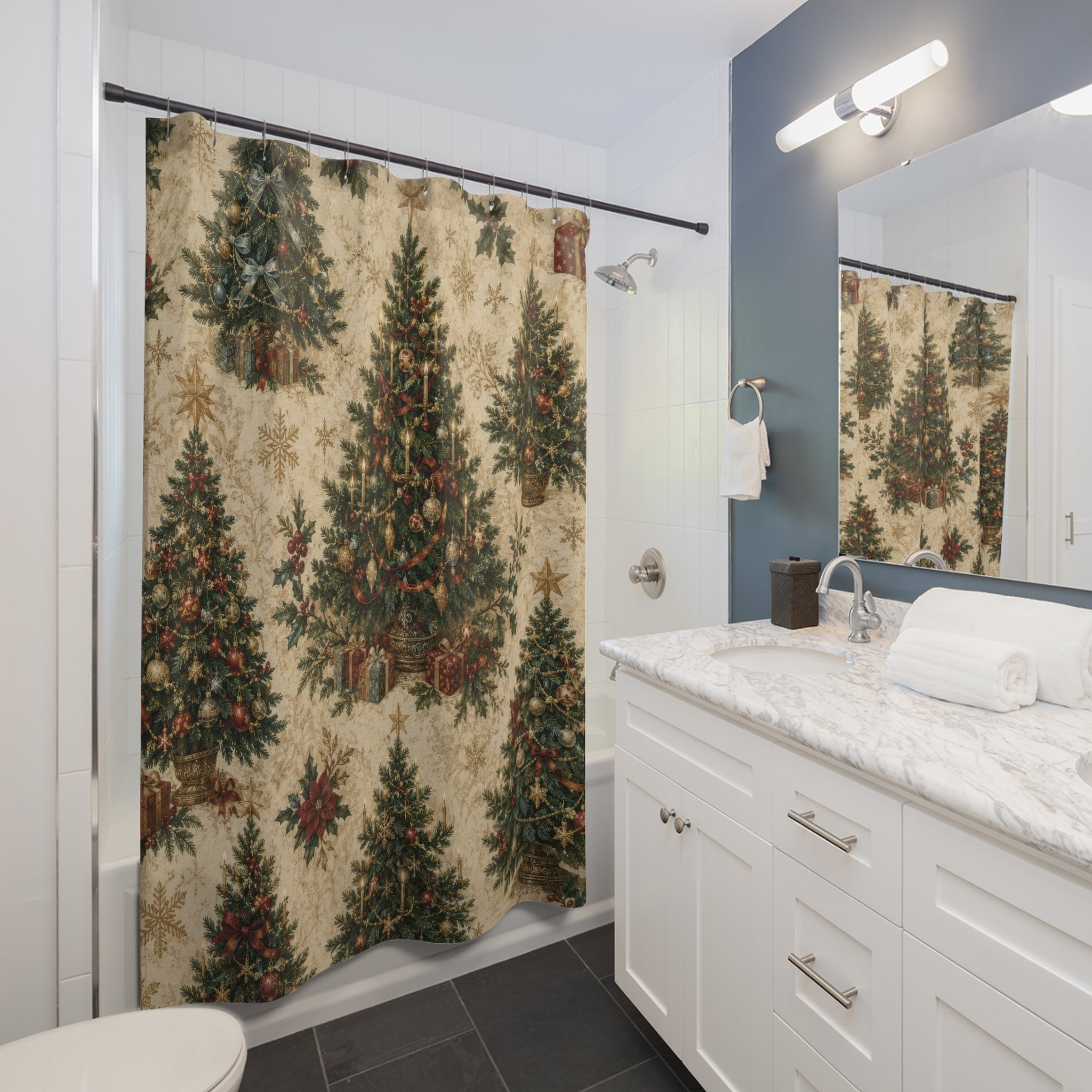 Christmas Shower Curtain: Vintage Christmas Tree