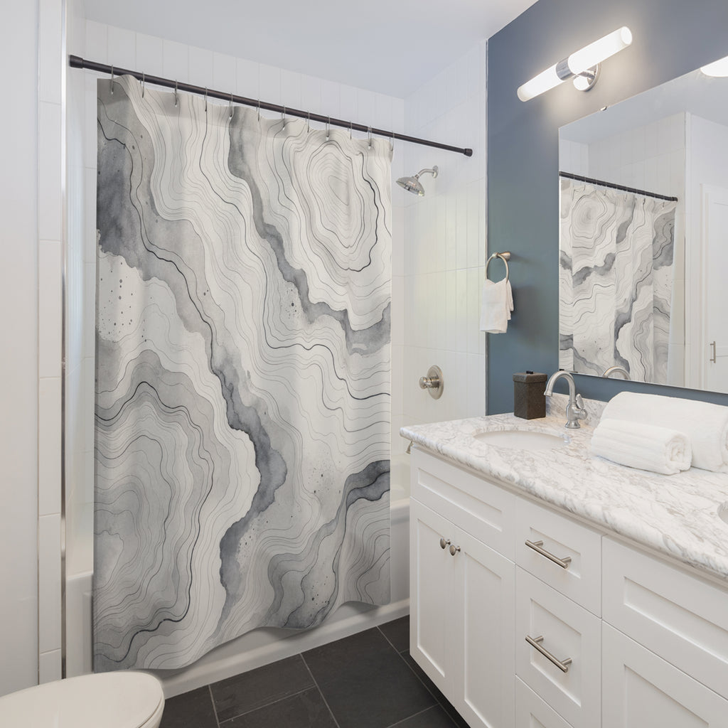 Grey Agate Marble Shower Curtain