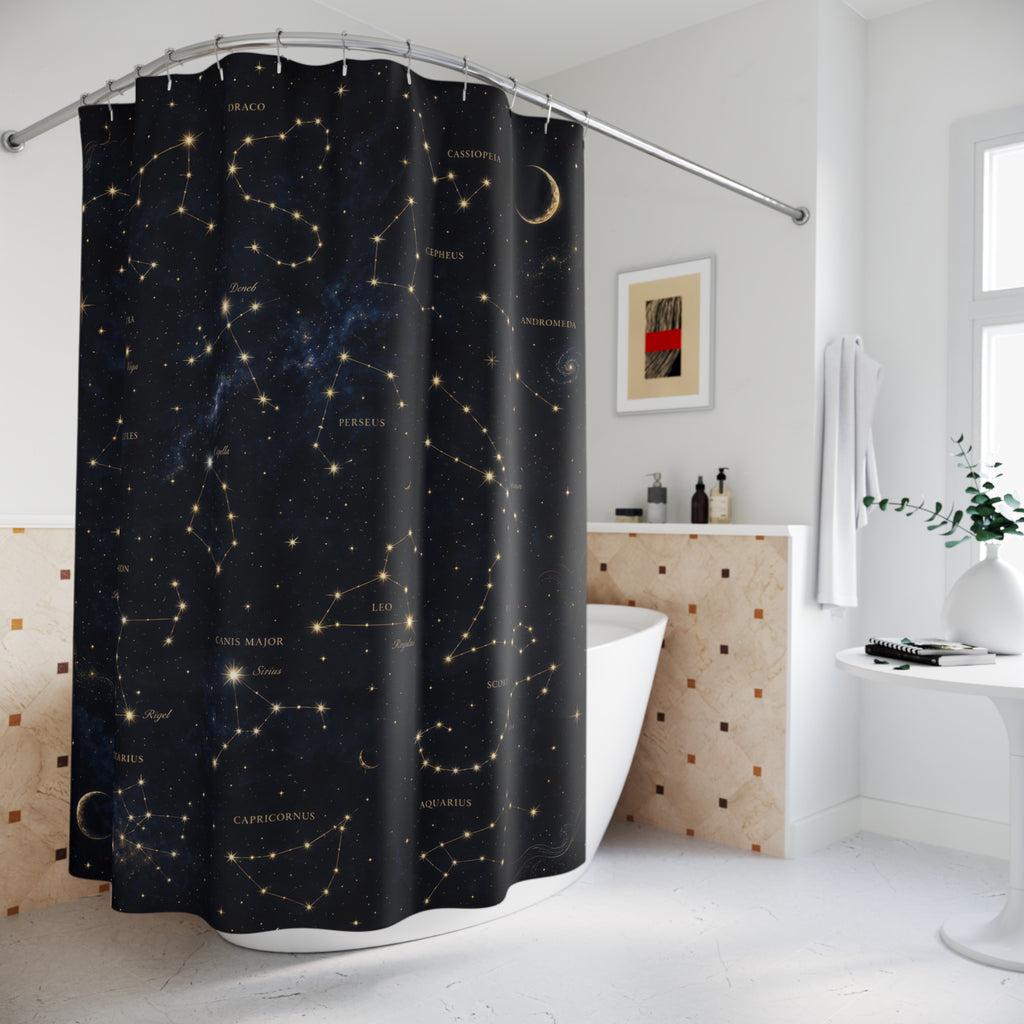 Constellation Shower Curtain: Navy Star Map