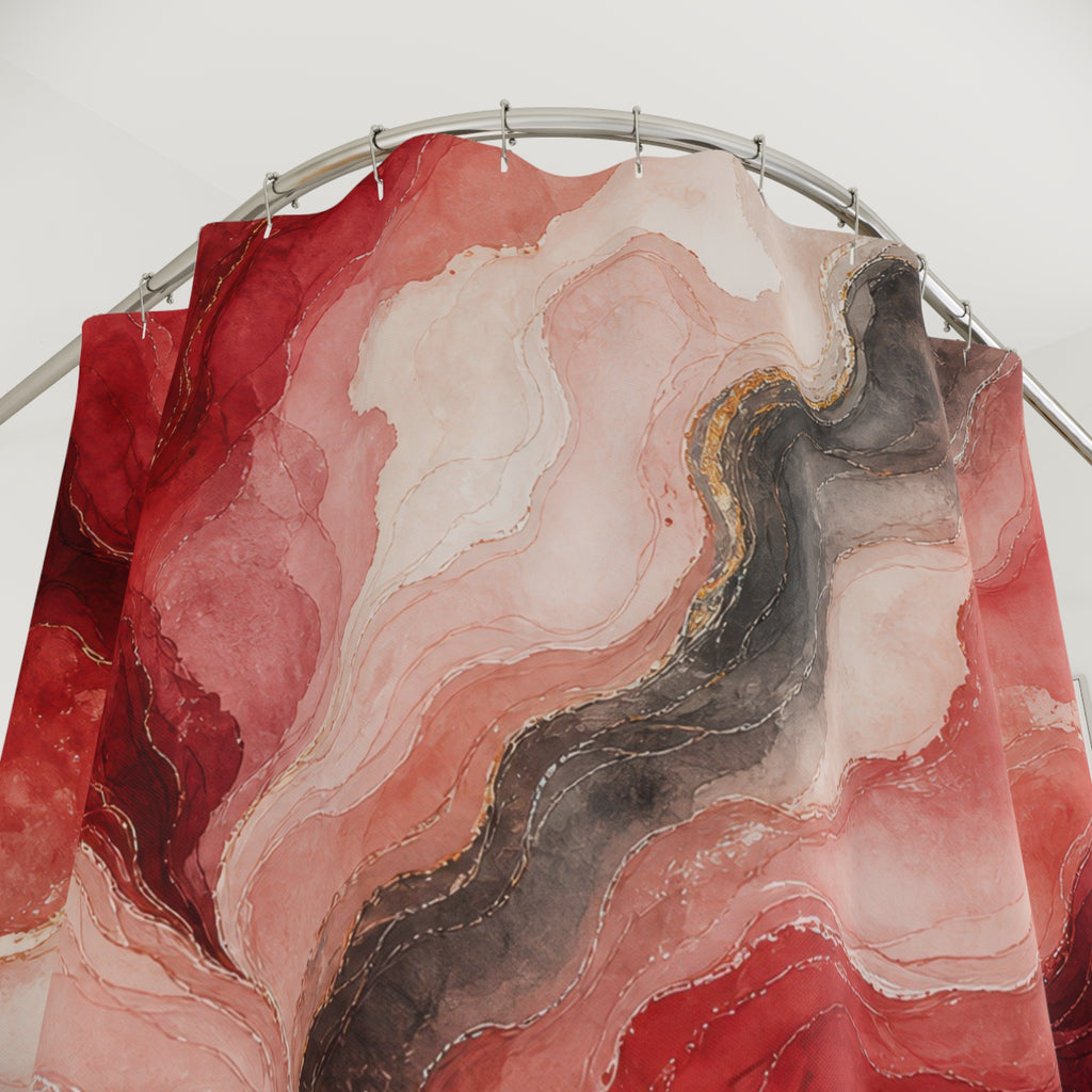 Red Marble Shower Curtain
