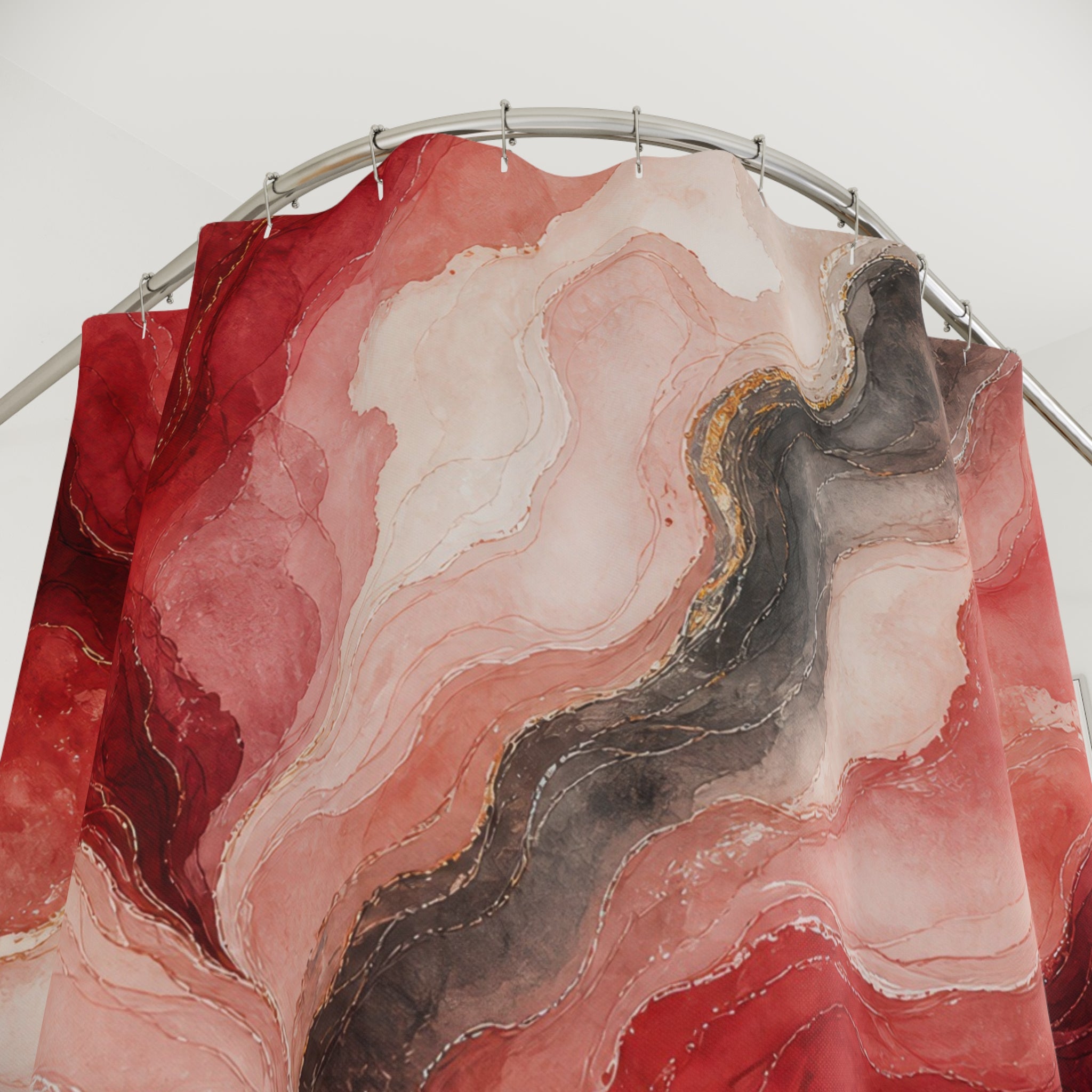 Red Marble Shower Curtain