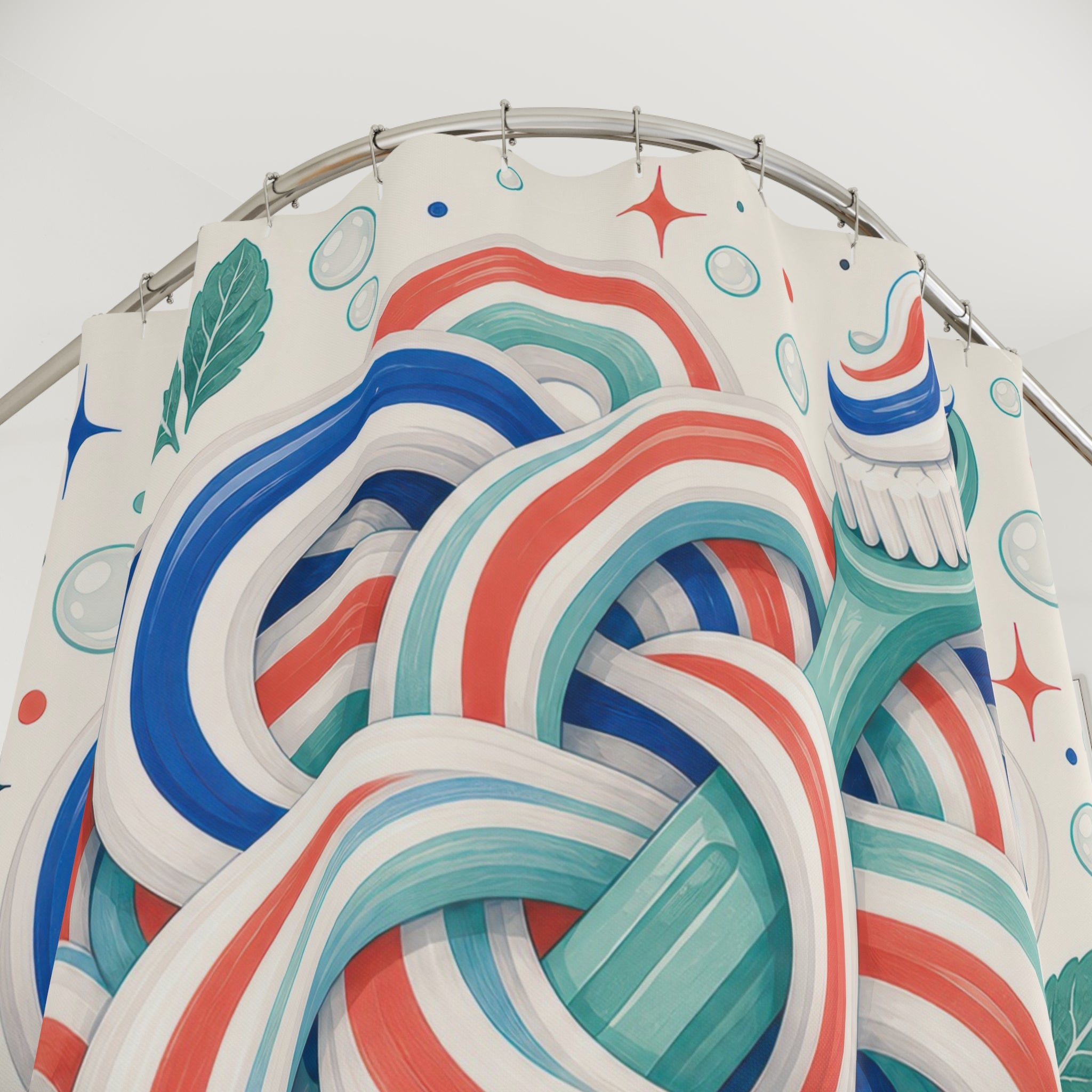 Tangled Toothbrush Stripe Shower Curtain