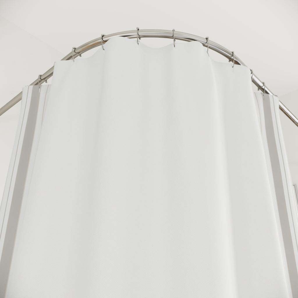 Side Border Beige Gray Stripe Shower Curtain
