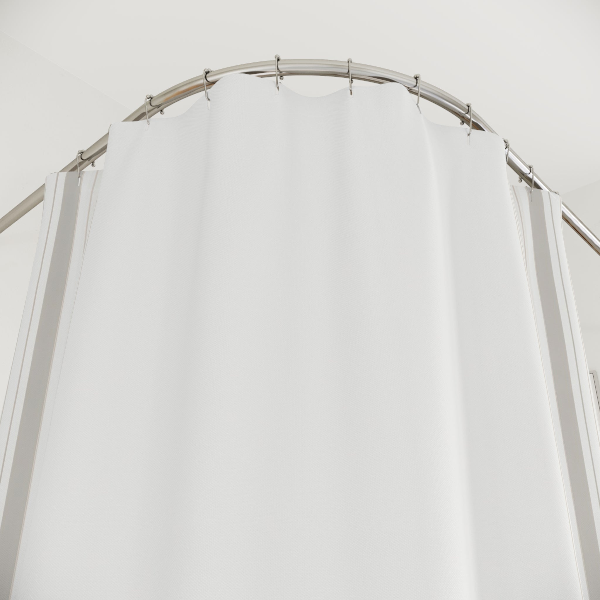 Side Border Beige Gray Stripe Shower Curtain