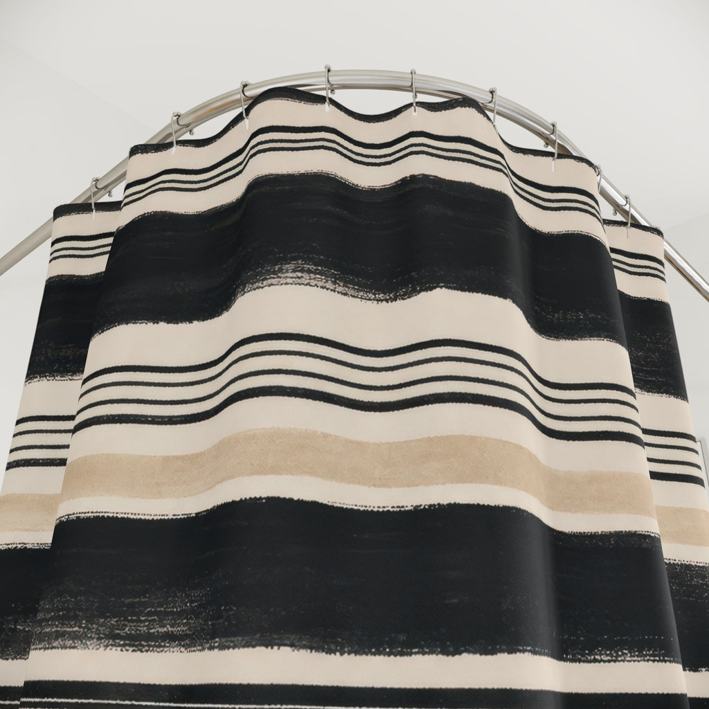 Ivory Beige Horizontal Stripe Shower Curtain