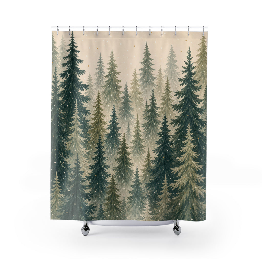 Evergreen Forest Christmas Shower Curtain