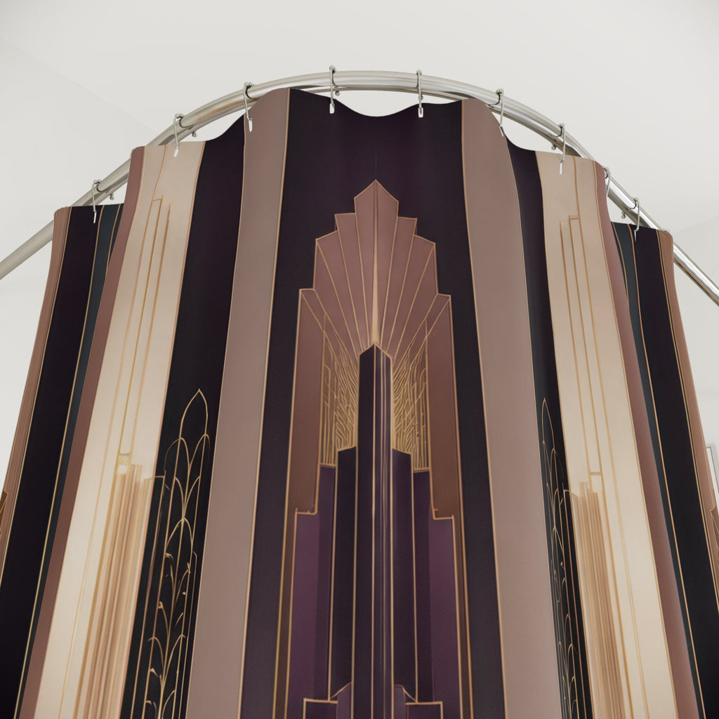 Art Deco Skyscraper Stripe Shower Curtain
